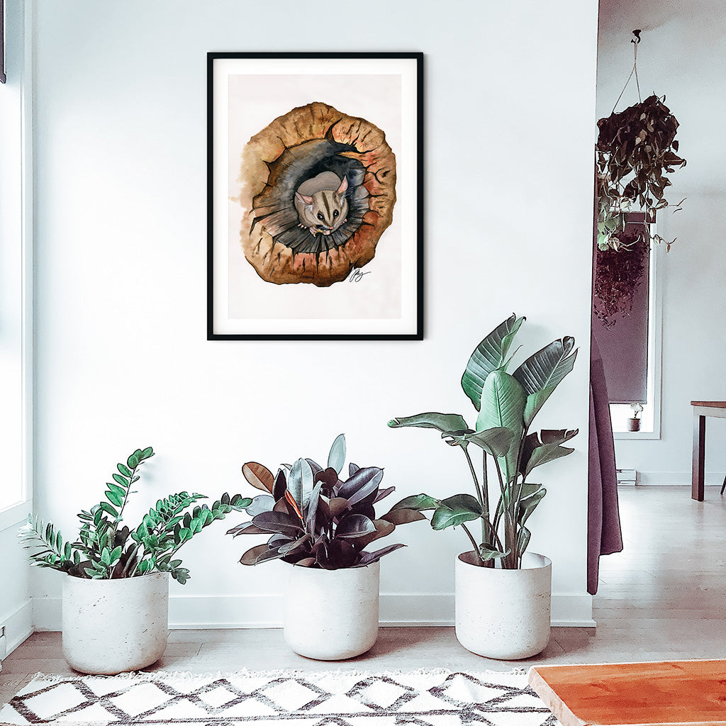 Sugar Glider Watercolor Animal Print | Wildlife Illustration | Wall Art