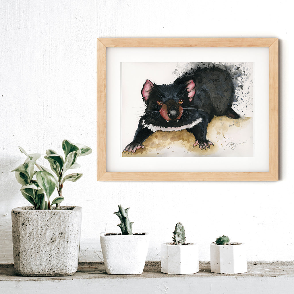 Tasmanian Devil Watercolor Animal Print | Wildlife Illustration | Wall Art