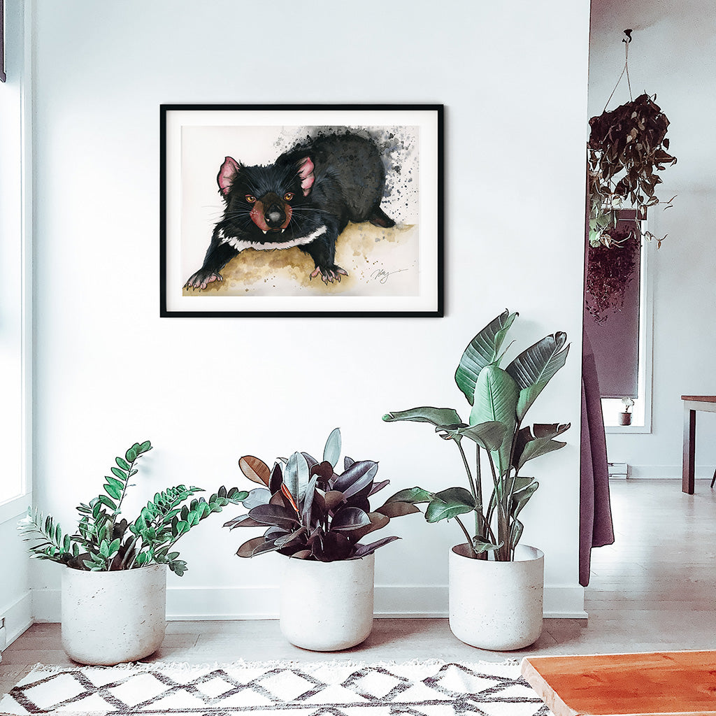Tasmanian Devil Watercolor Animal Print | Wildlife Illustration | Wall Art