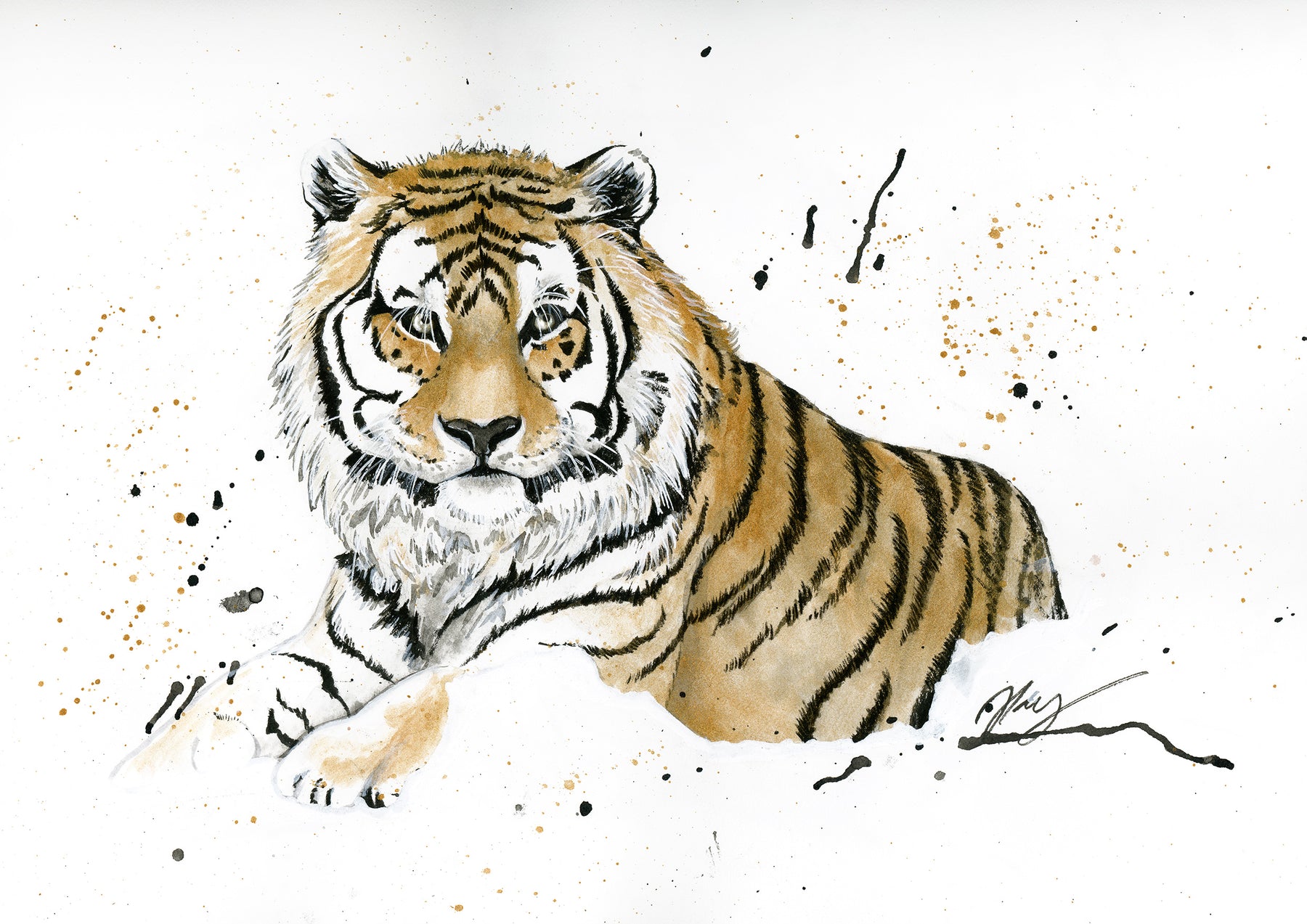Tiger Watercolor Animal Print | Wildlife Illustration | Wall Art