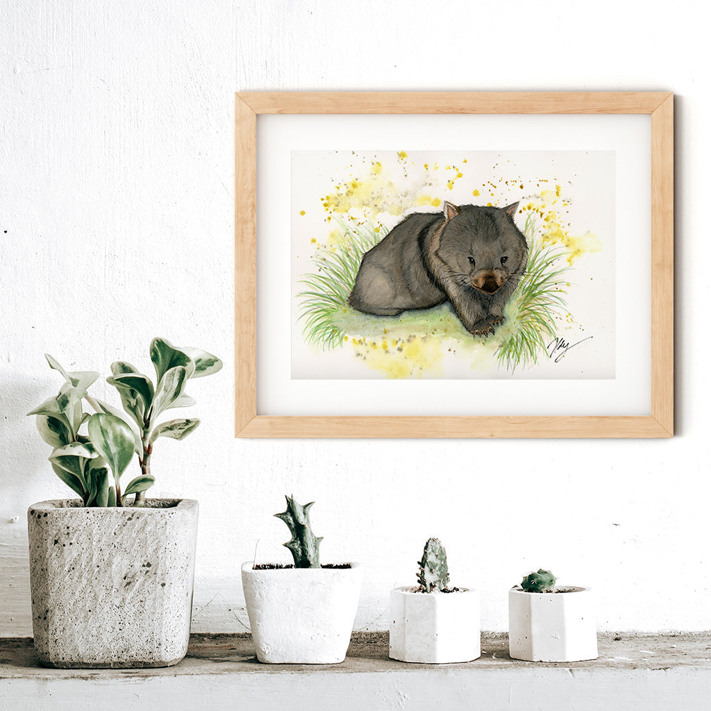 Wombat Watercolor Animal Print | Wildlife Illustration | Wall Art | Fantasy Art