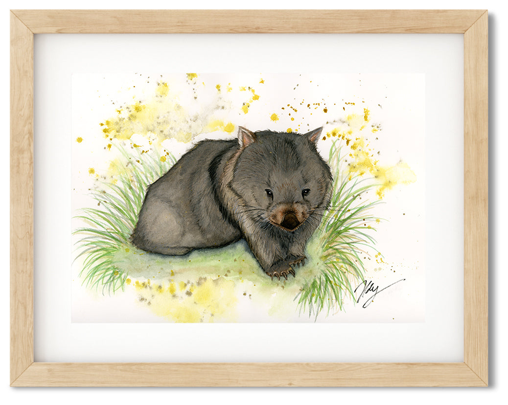 Wombat Watercolor Animal Print | Wildlife Illustration | Wall Art | Fantasy Art