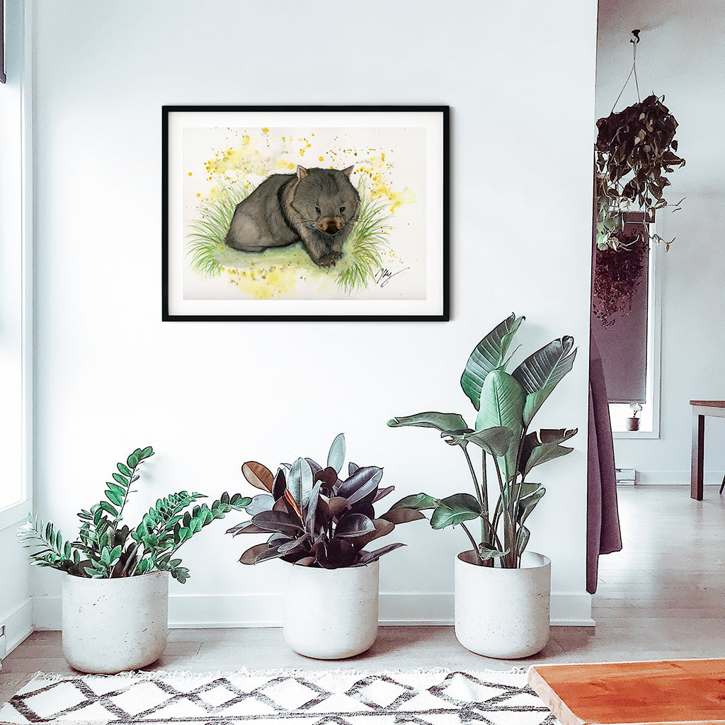 Wombat Watercolor Animal Print | Wildlife Illustration | Wall Art | Fantasy Art