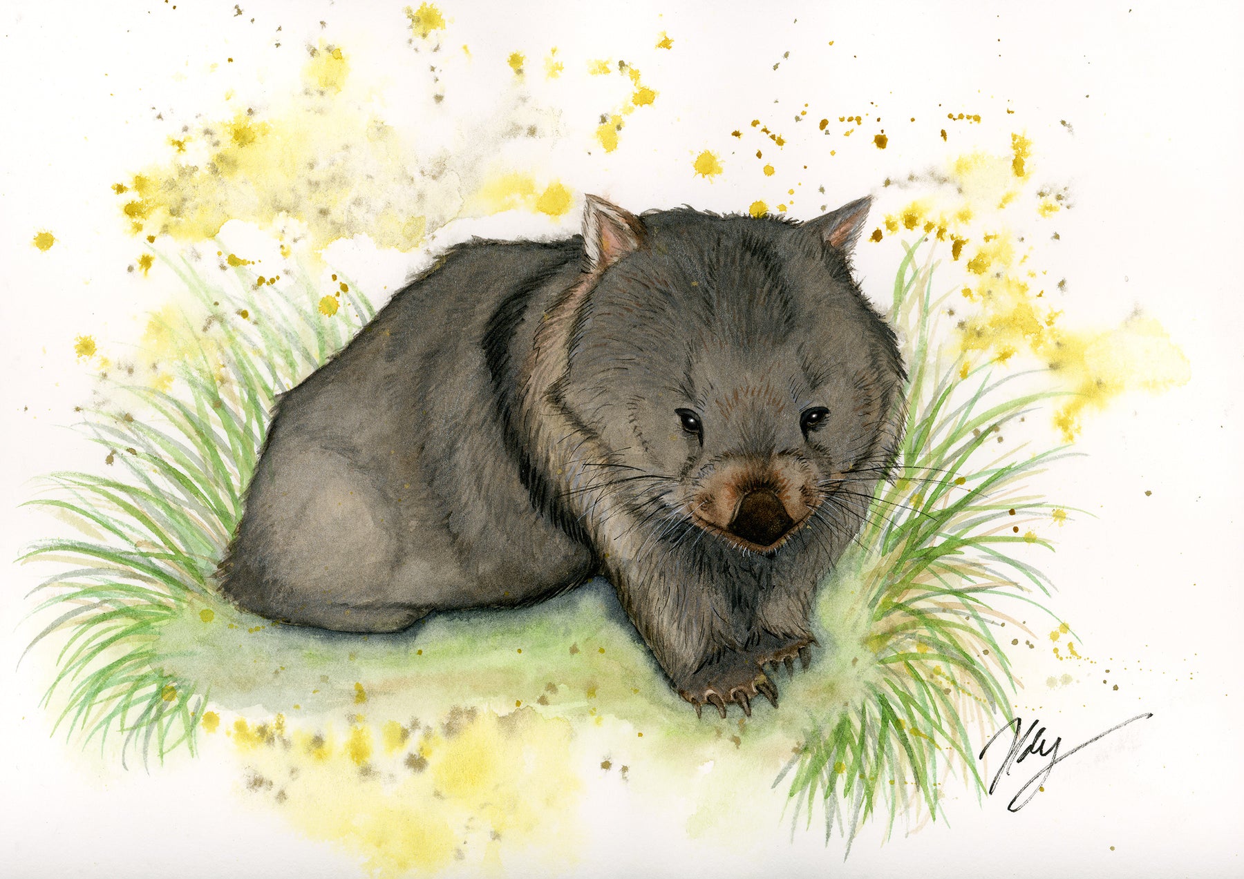 Wombat Watercolor Animal Print | Wildlife Illustration | Wall Art | Fantasy Art