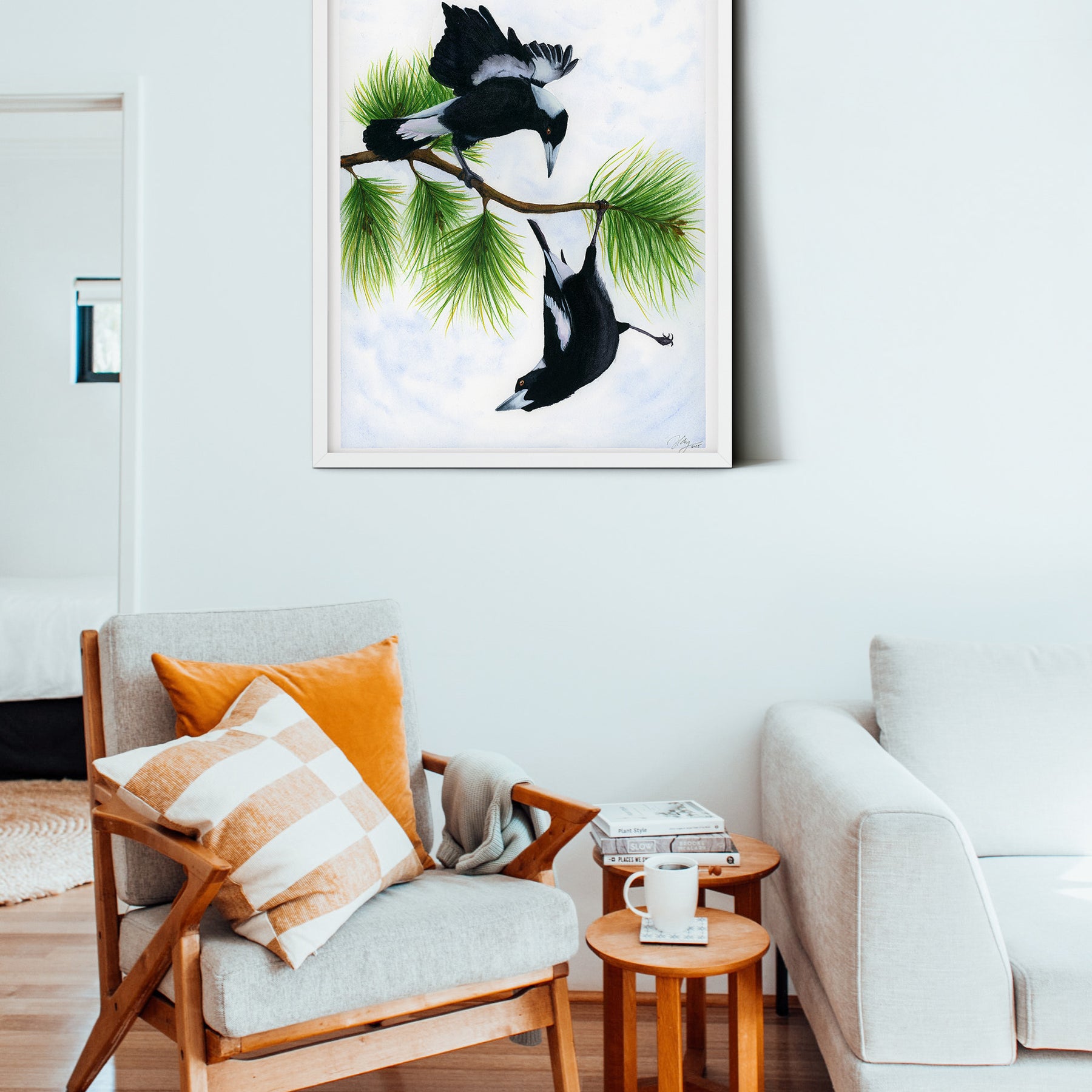 Spring Acrobatics – Magpies Original Watercolour Art | Wildlife | Australian | Wall Art