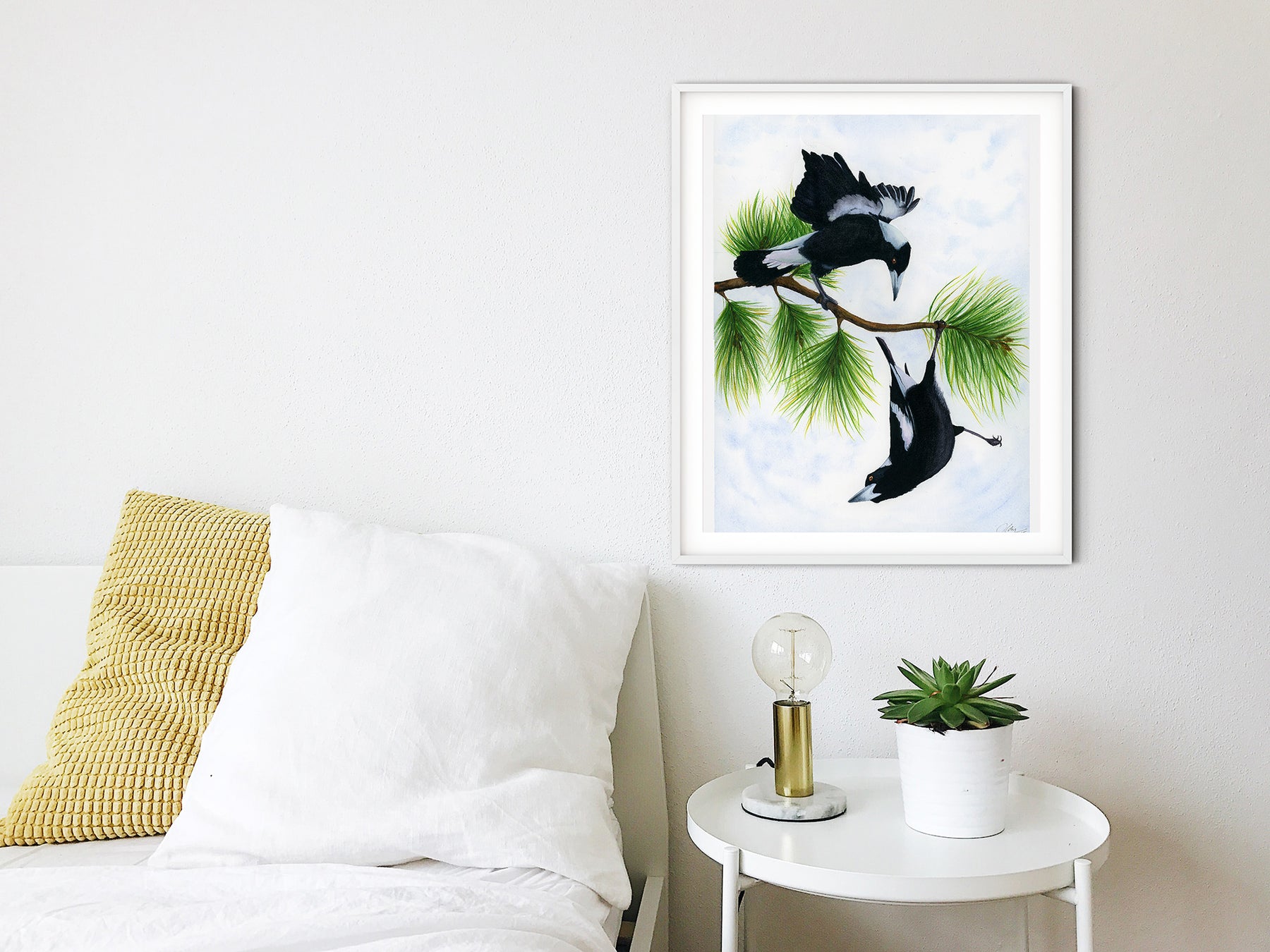 Spring Acrobatics – Magpies Original Watercolour Art | Wildlife | Australian | Wall Art