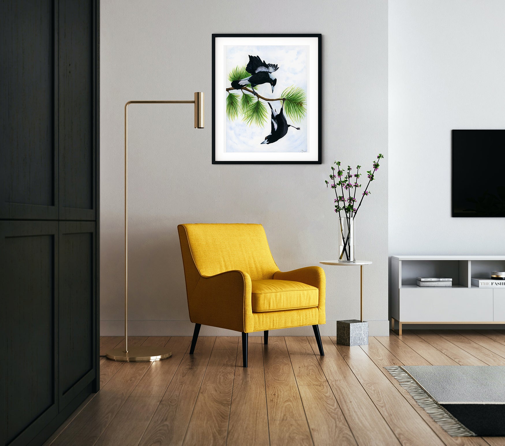 Spring Acrobatics – Magpies Original Watercolour Art | Wildlife | Australian | Wall Art