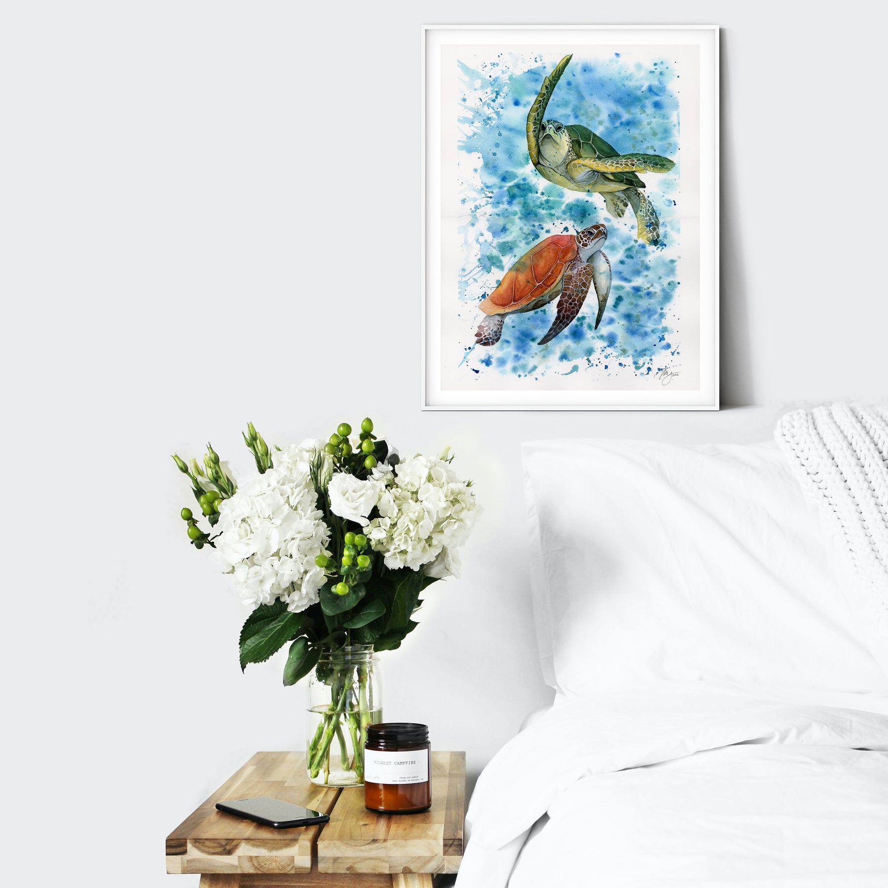 Green Sea Turtles - Original Watercolor Animal Art | Wildlife Illustration | Wall Art