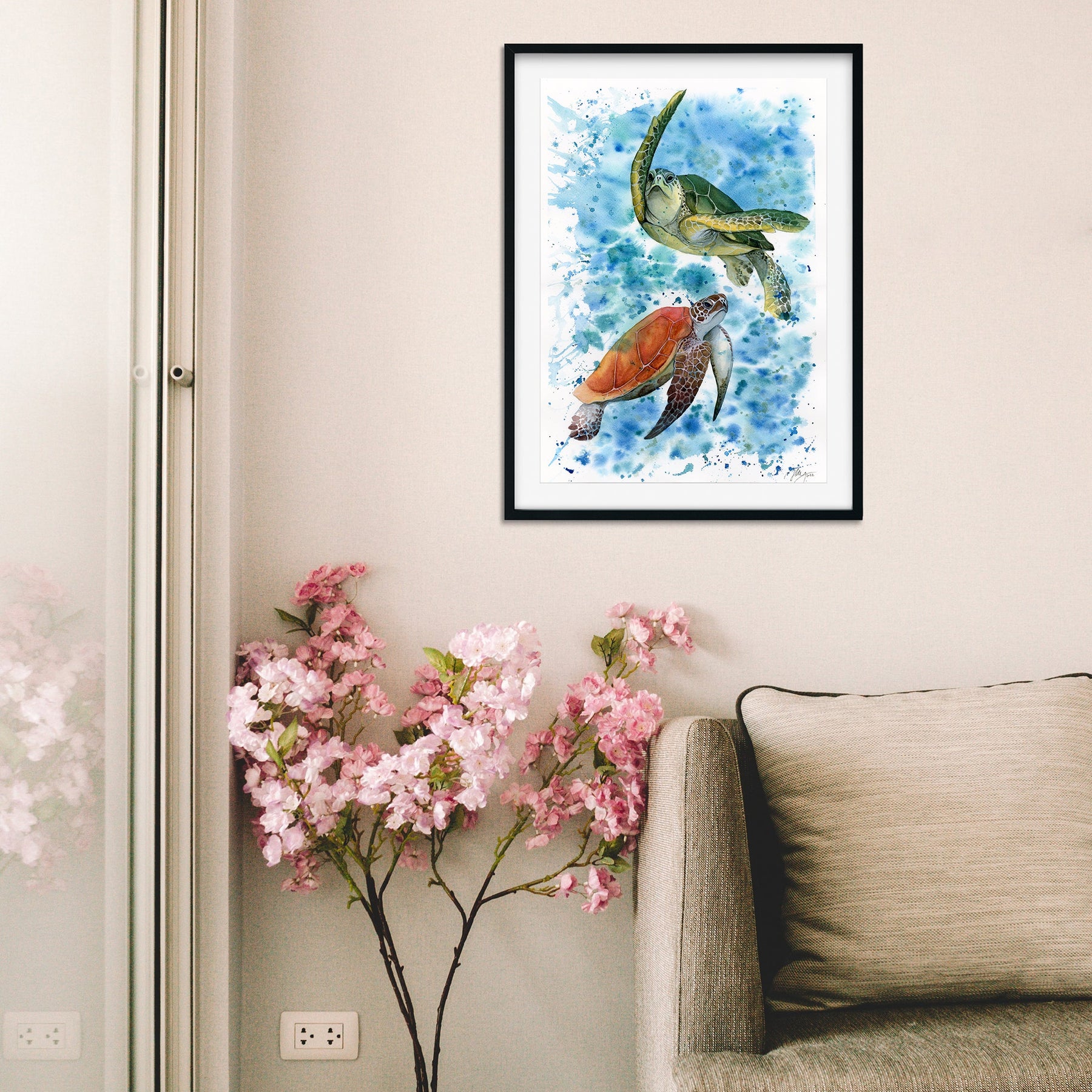 Green Sea Turtles - Original Watercolor Animal Art | Wildlife Illustration | Wall Art