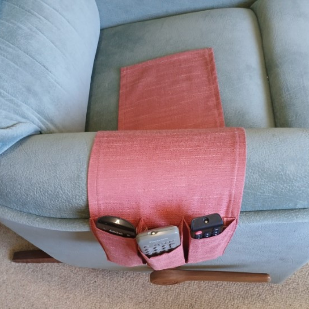 Fabric Remote Control Holder-Dusty Pink -3 pockets