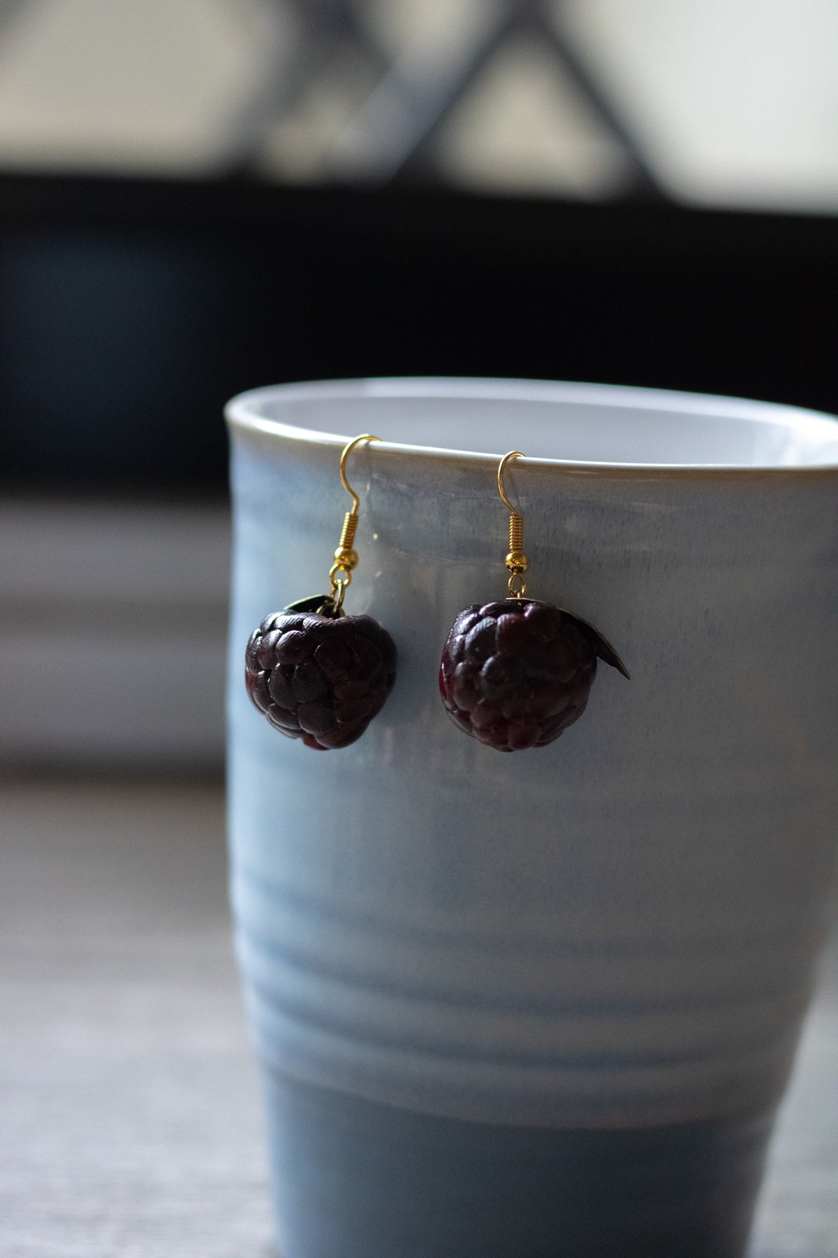 Blackberry Gold Dangle Earrings