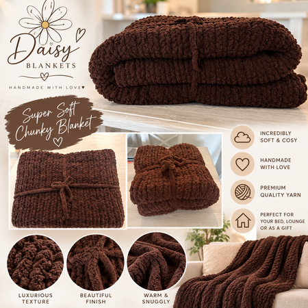 Handmade Chunky King Brown Blanket