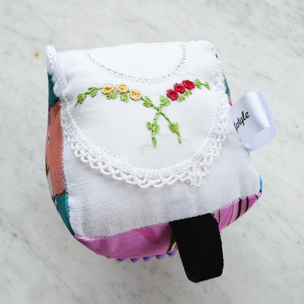 Sensory baby cube. Soft fabric toddler block. Baby shower and newborn gift.
