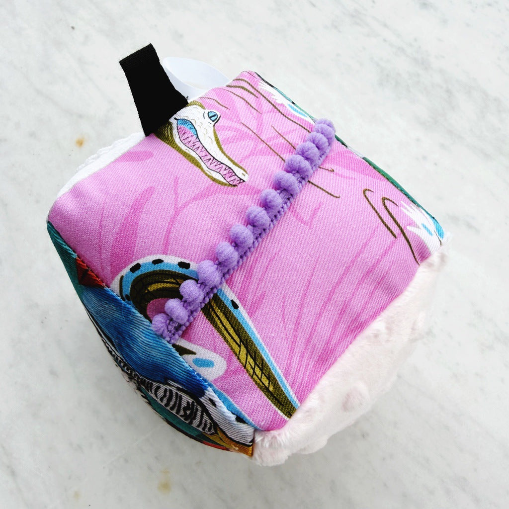 Sensory baby cube. Soft fabric toddler block. Baby shower and newborn gift.
