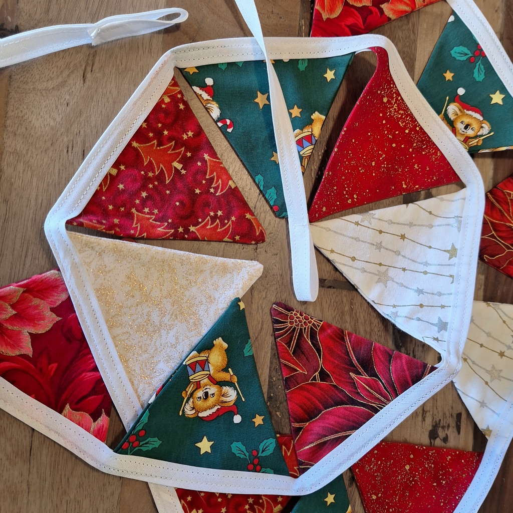 Handmade Christmas Bunting: Red, White and Green