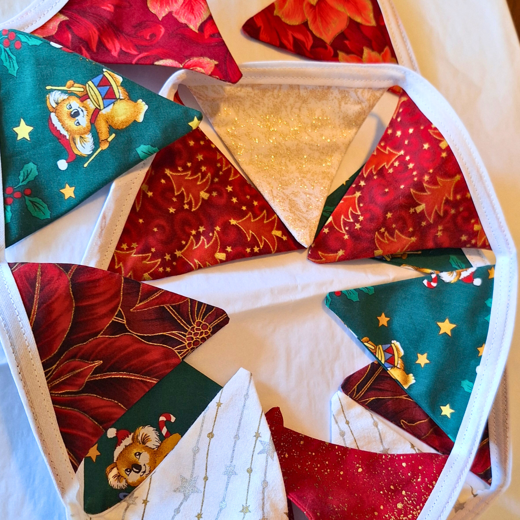 Handmade Christmas Bunting: Red, White and Green