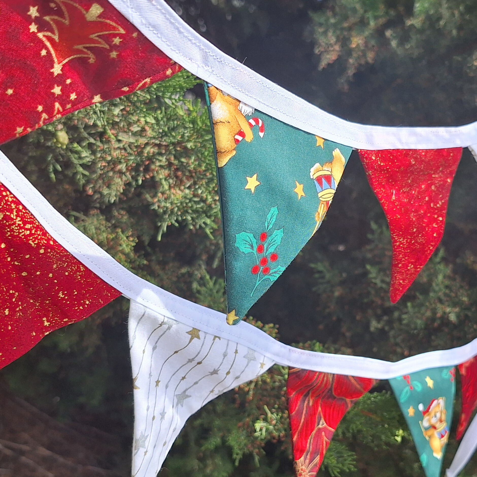 Handmade Christmas Bunting: Red, White and Green