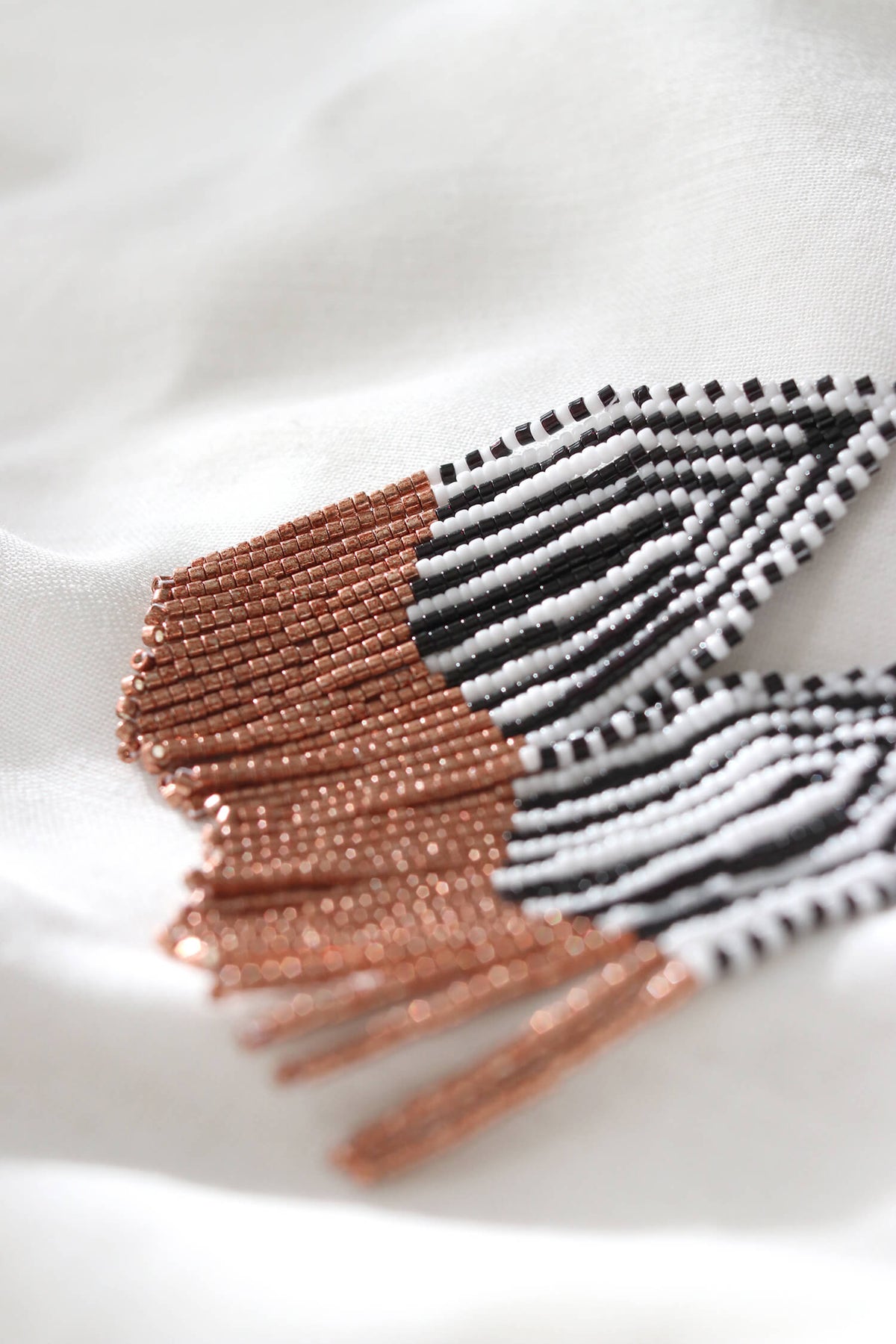 Saffron Threads Beaded Drops Earring