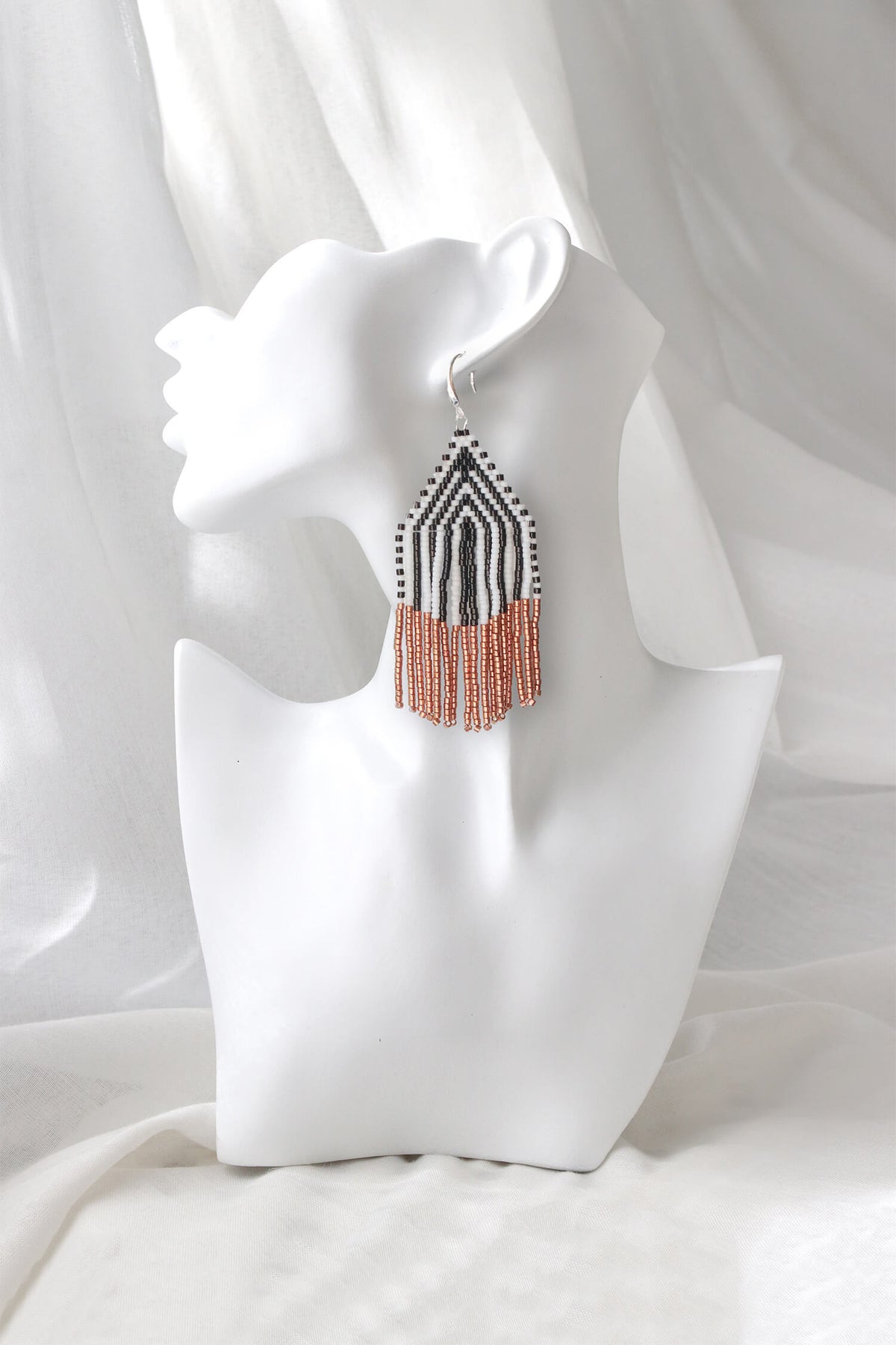 Saffron Threads Beaded Drops Earring
