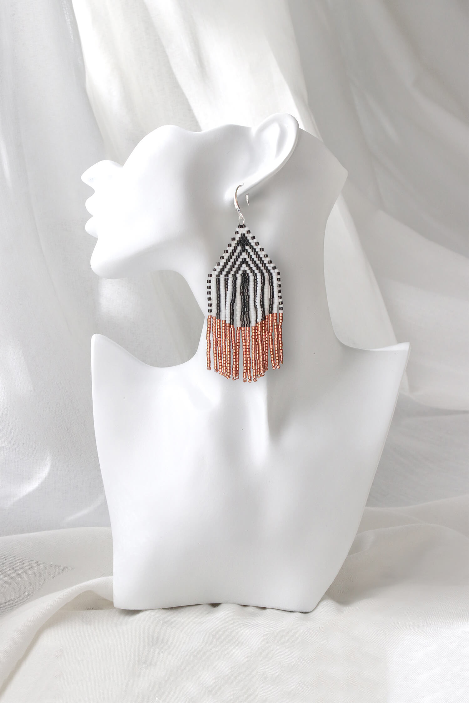 Saffron Threads Beaded Drops Earring
