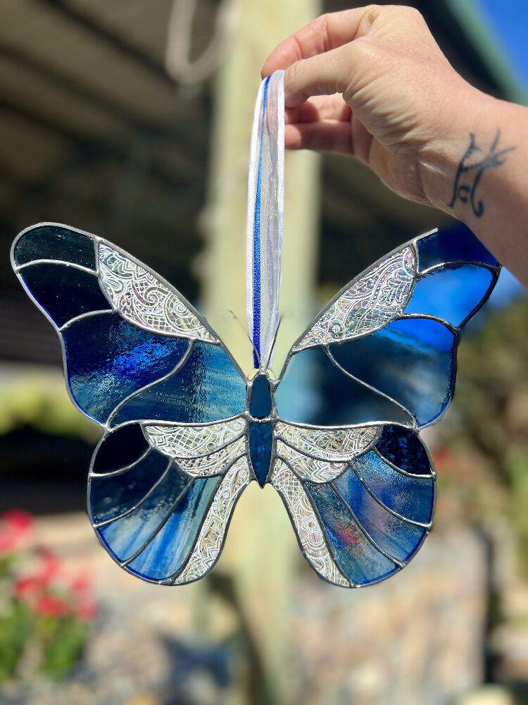 Blue Stainedglass Butterfly