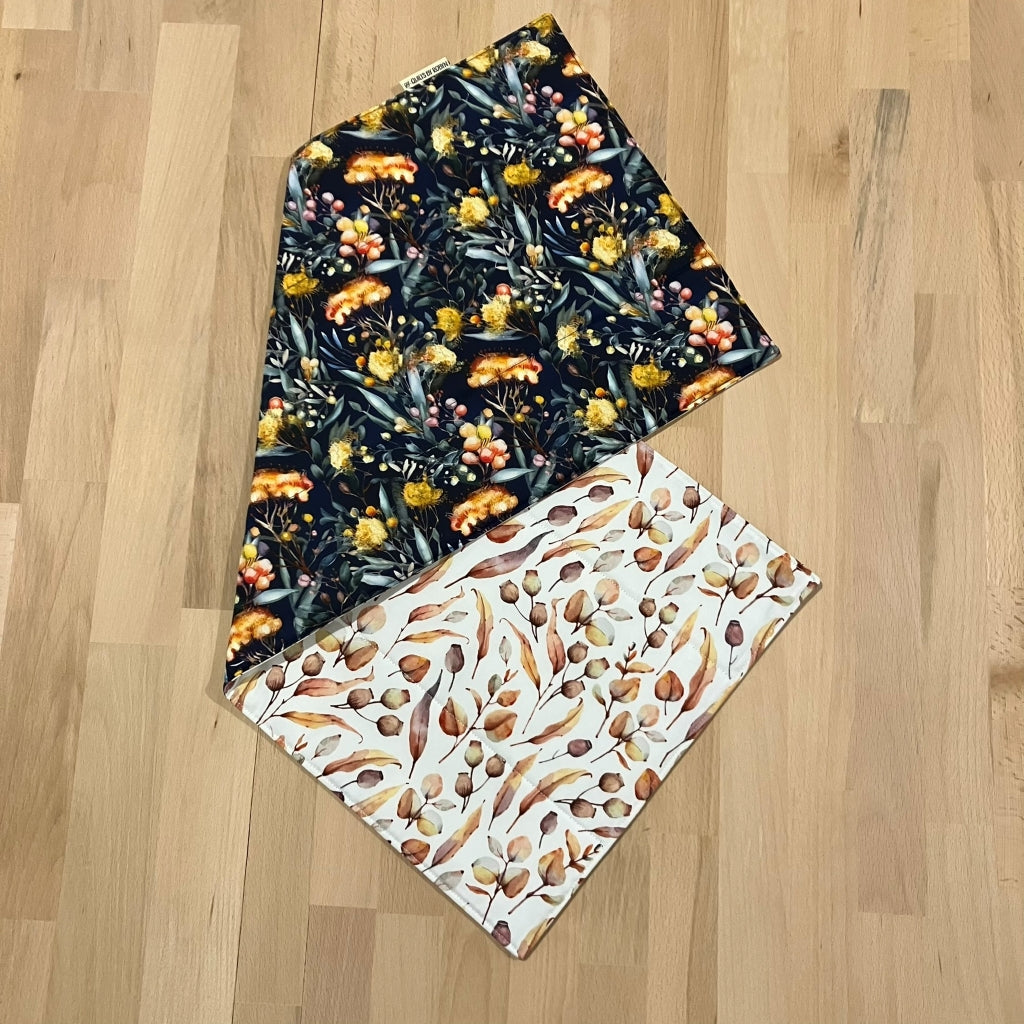 handmade Australian native floral reversible - navy & white
