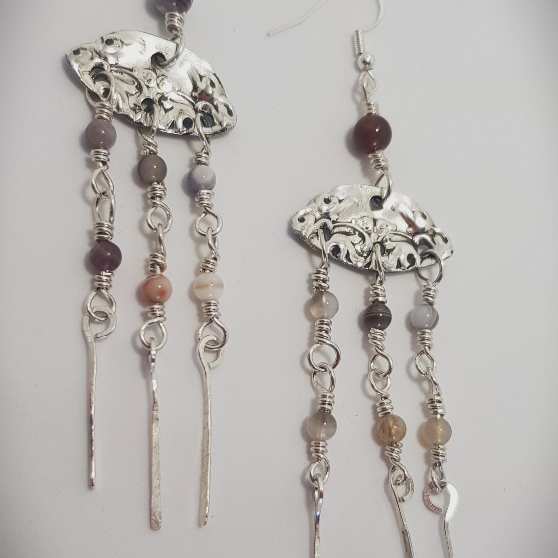 Jellyfish earrings with  Botswana Agate stone beads #692 AM/E