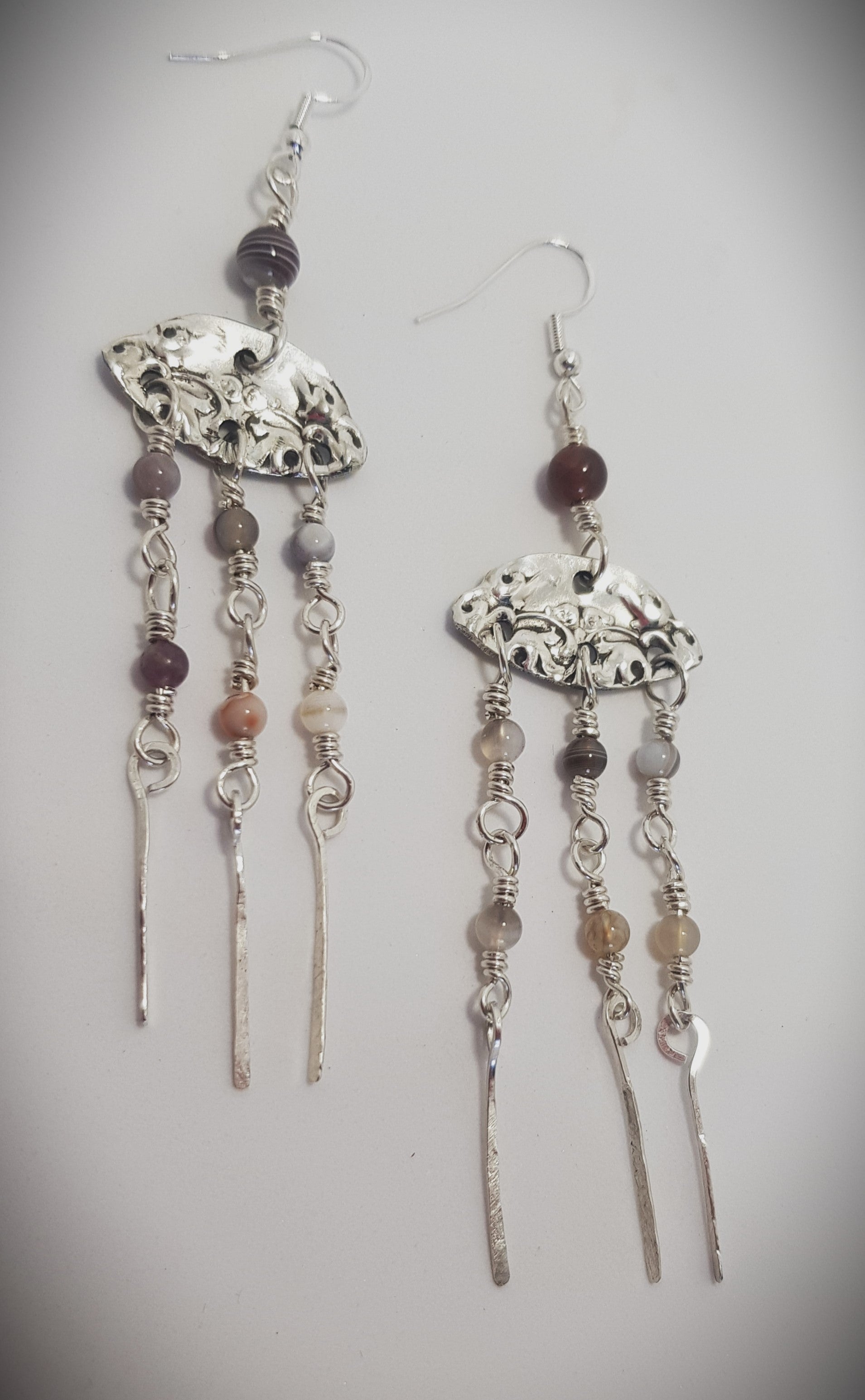 Jellyfish earrings with  Botswana Agate stone beads #692 AM/E