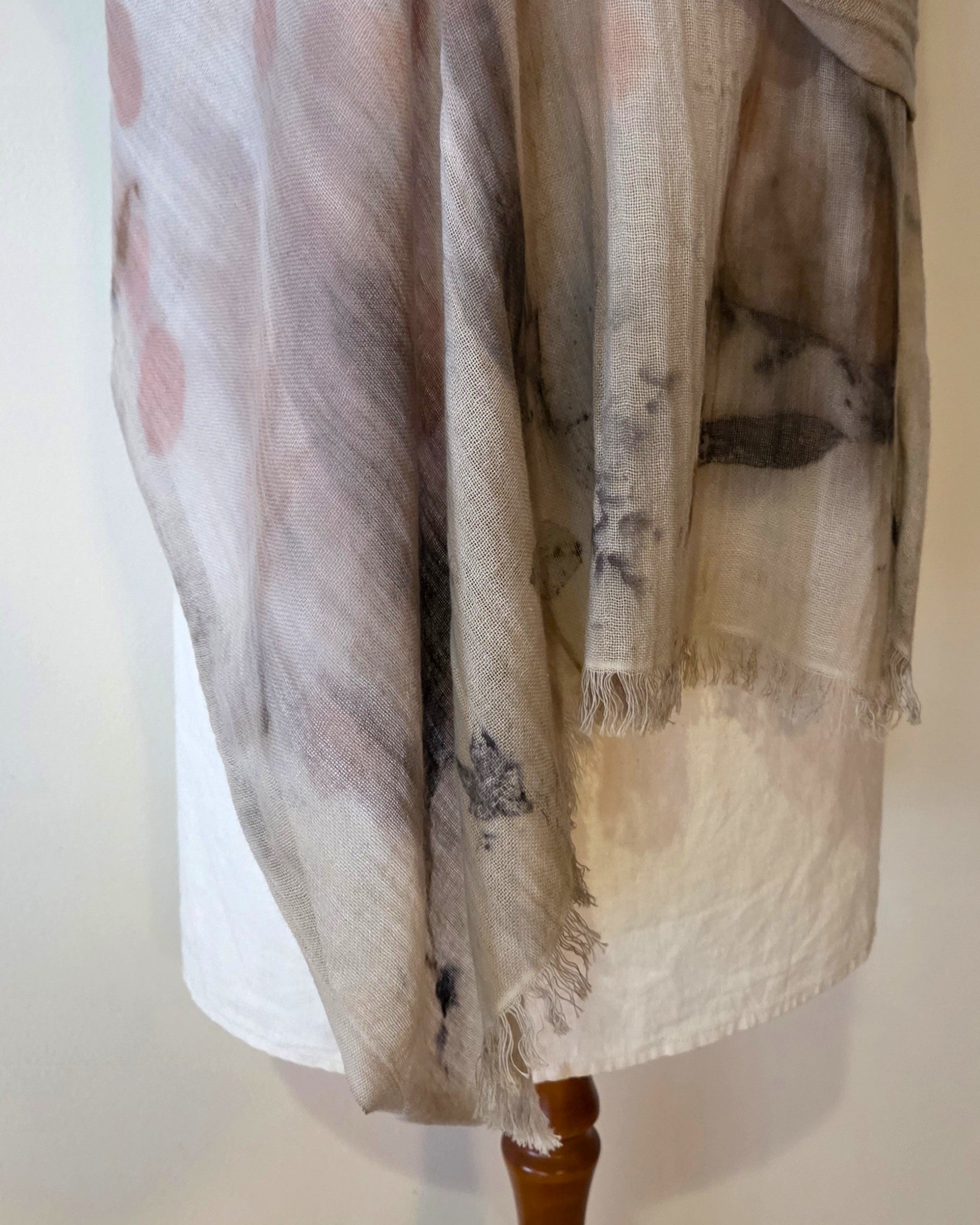 The Elise - Cotton & Linen Blend Ecoprint Scarf/Wrap