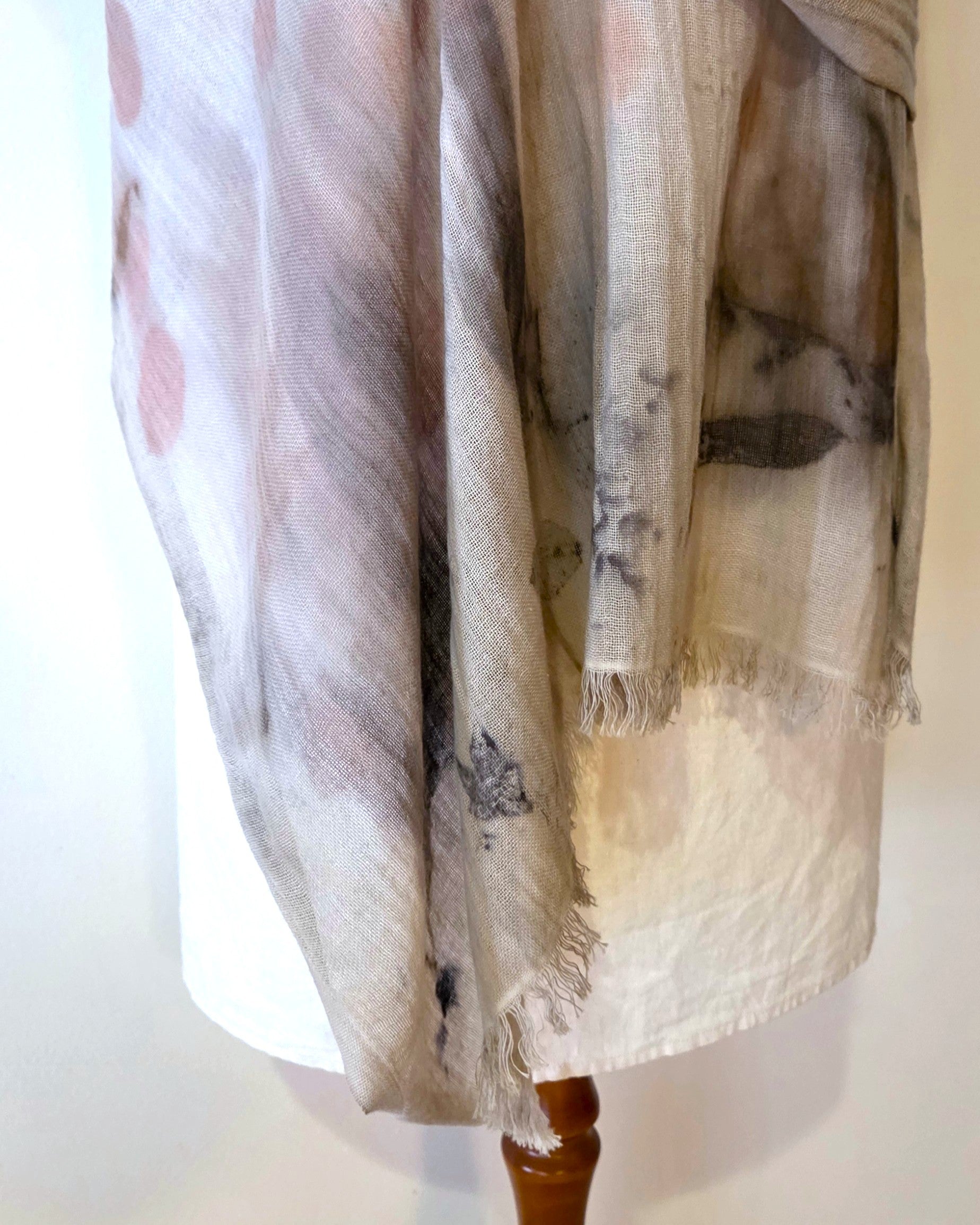 The Elise - Cotton & Linen Blend Ecoprint Scarf/Wrap