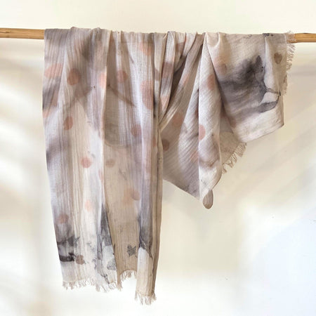 The Elise - Cotton & Linen Blend Ecoprint Scarf/Wrap