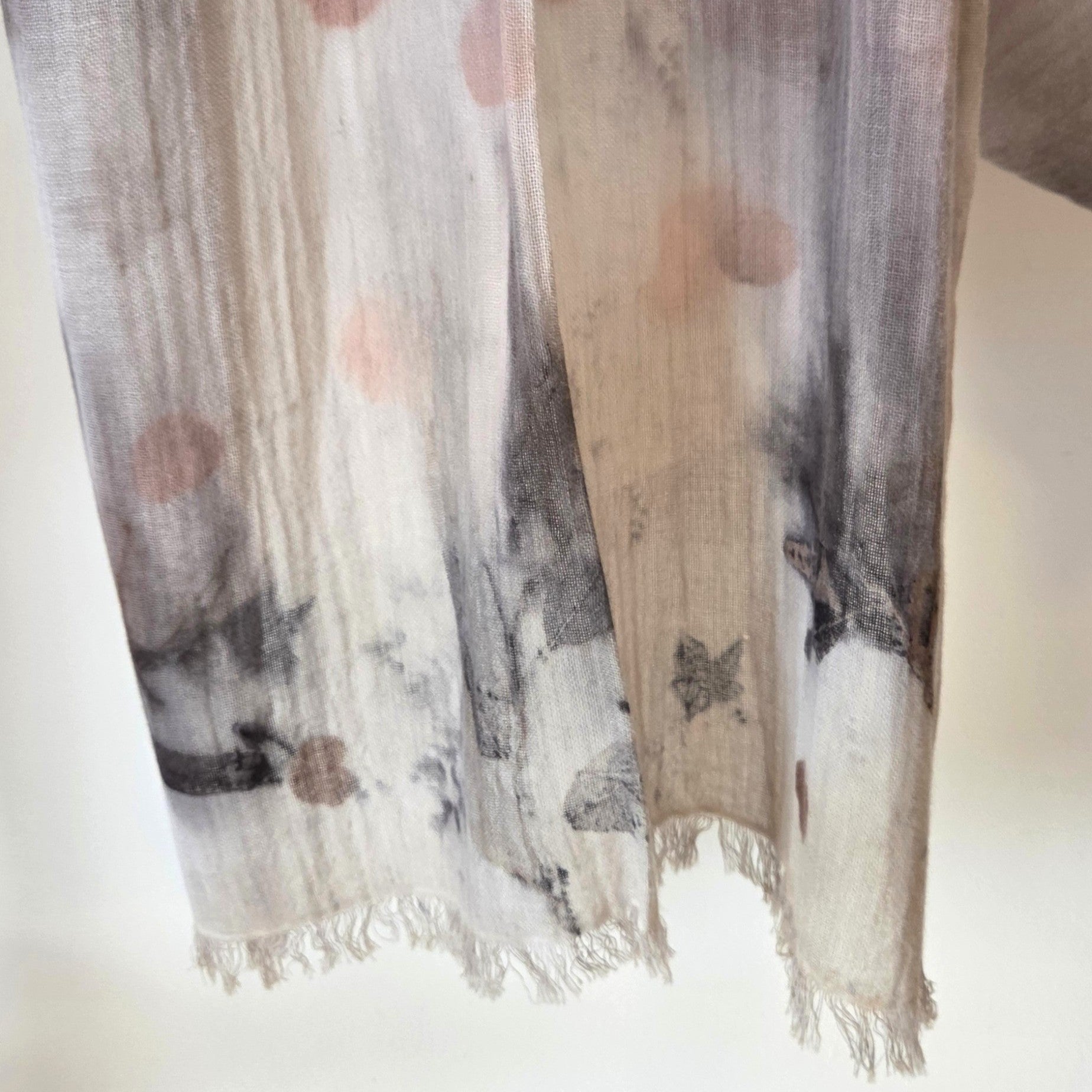The Elise - Cotton & Linen Blend Ecoprint Scarf/Wrap