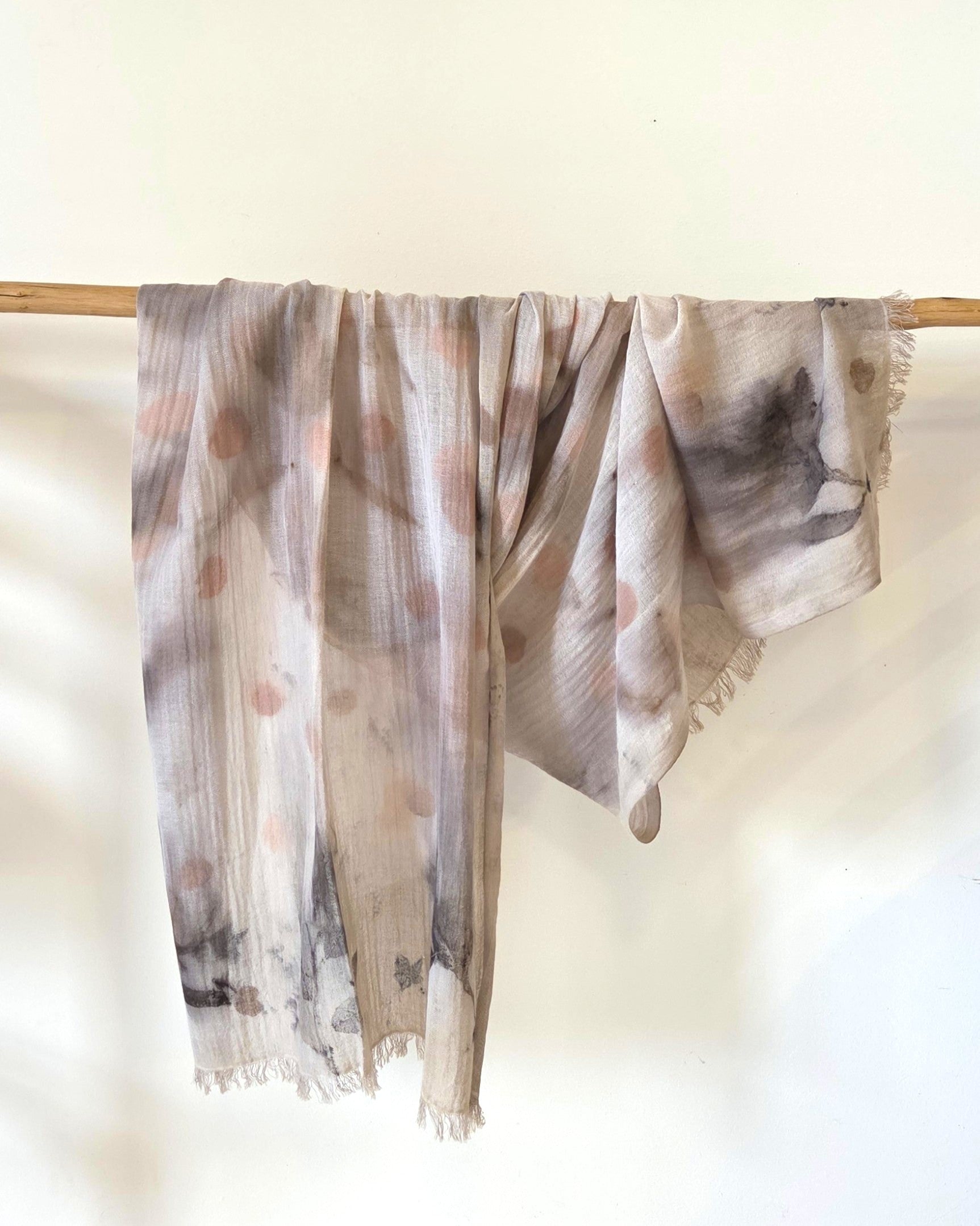 The Elise - Cotton & Linen Blend Ecoprint Scarf/Wrap