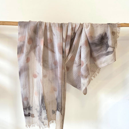 The Elise - Cotton & Linen Blend Ecoprint Scarf/Wrap