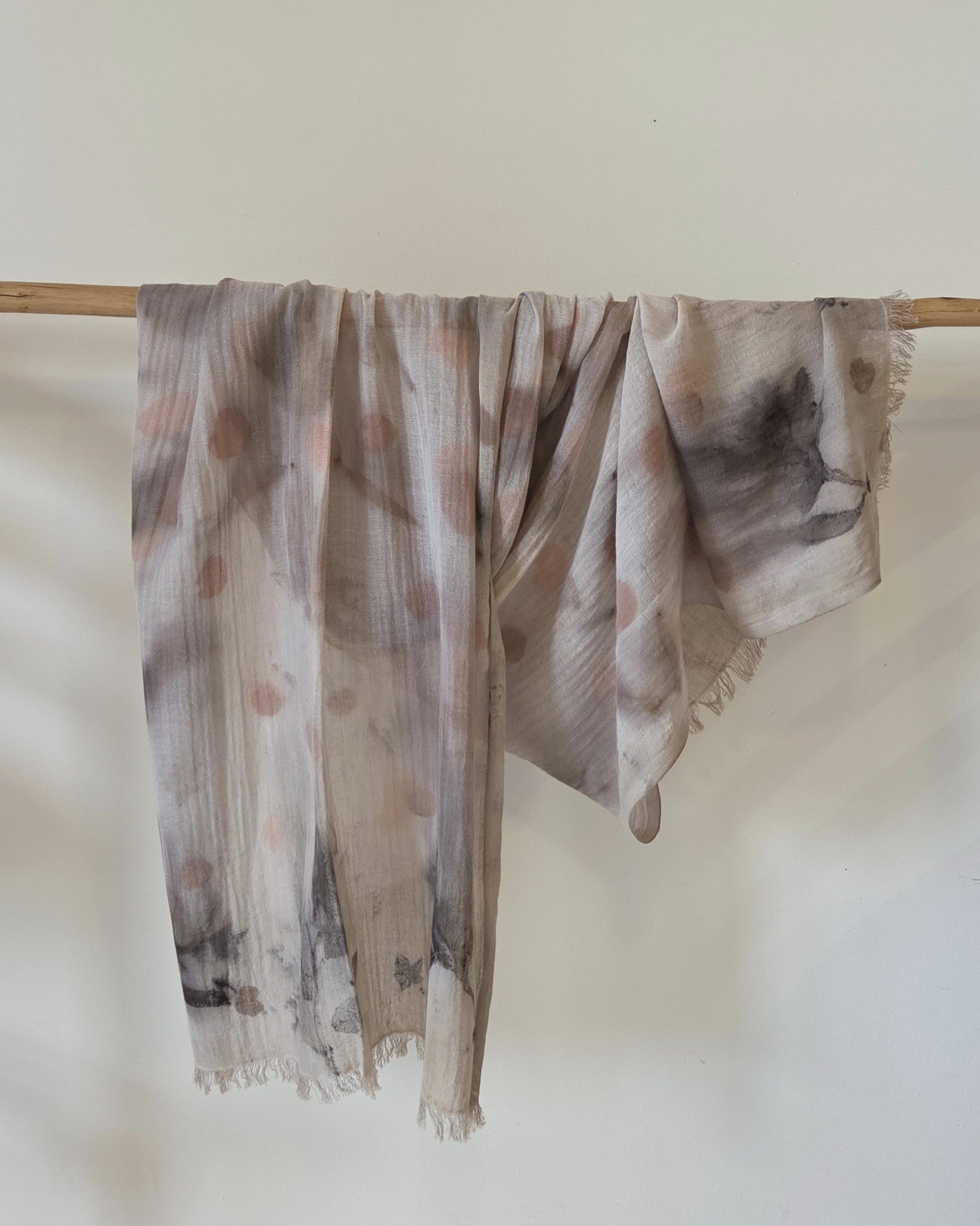 The Elise - Cotton & Linen Blend Ecoprint Scarf/Wrap