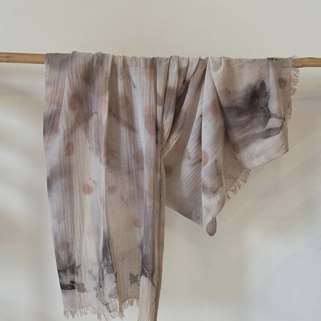 The Elise - Cotton & Linen Blend Ecoprint Scarf/Wrap