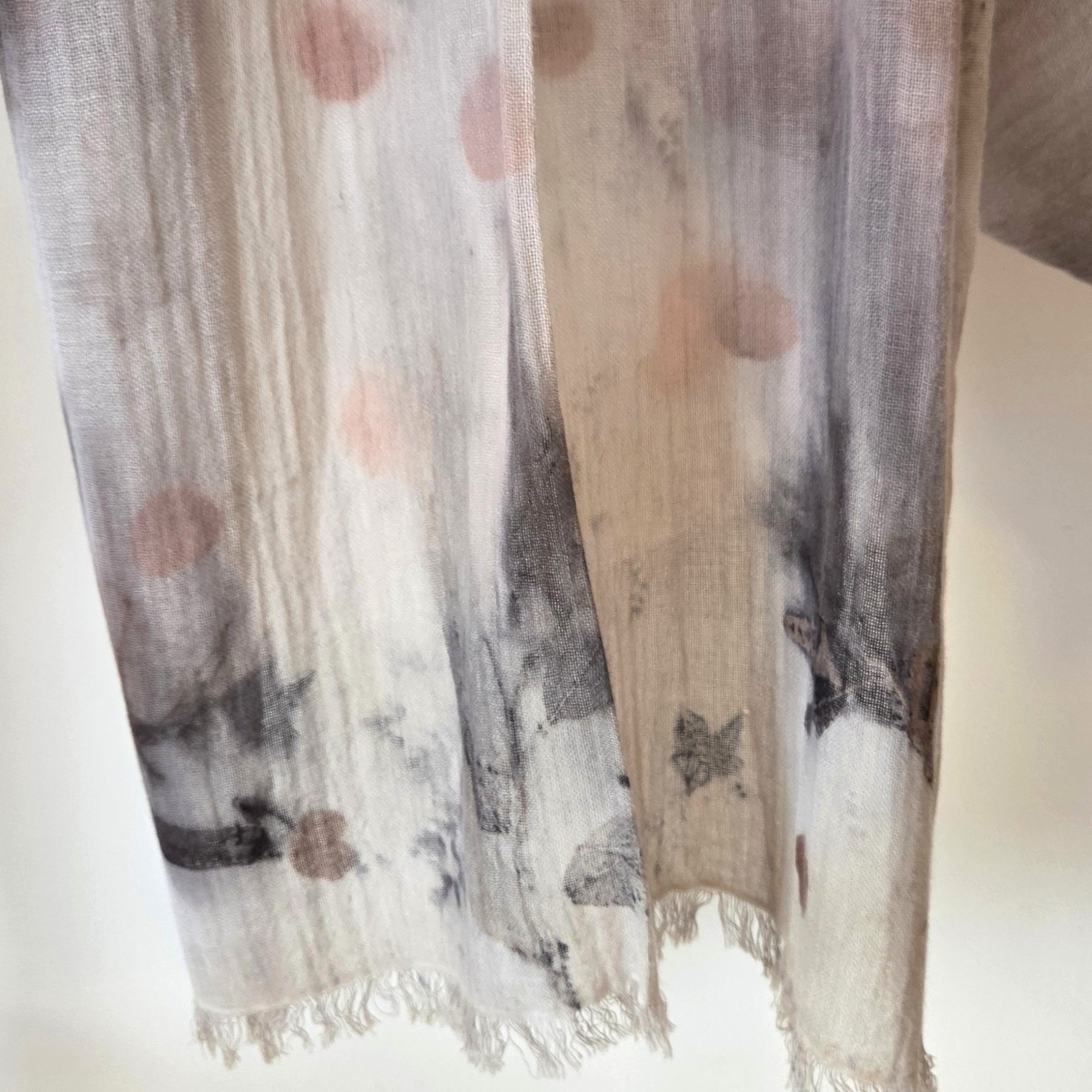 The Elise - Cotton & Linen Blend Ecoprint Scarf/Wrap