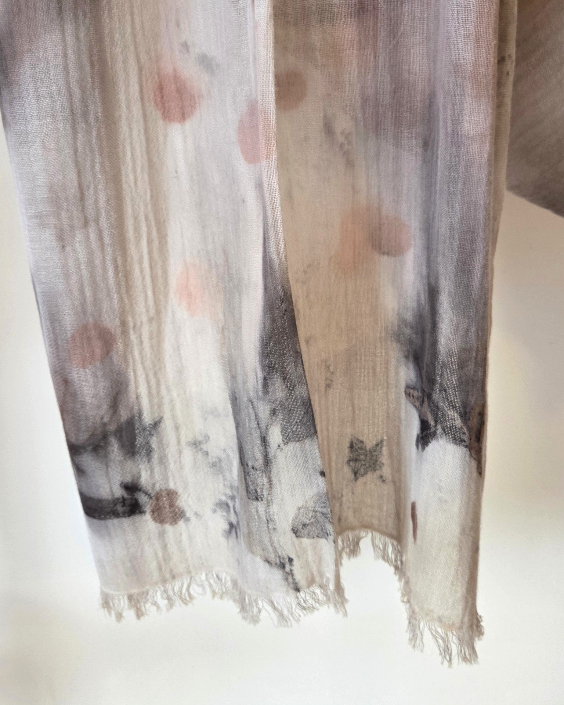 The Elise - Cotton & Linen Blend Ecoprint Scarf/Wrap