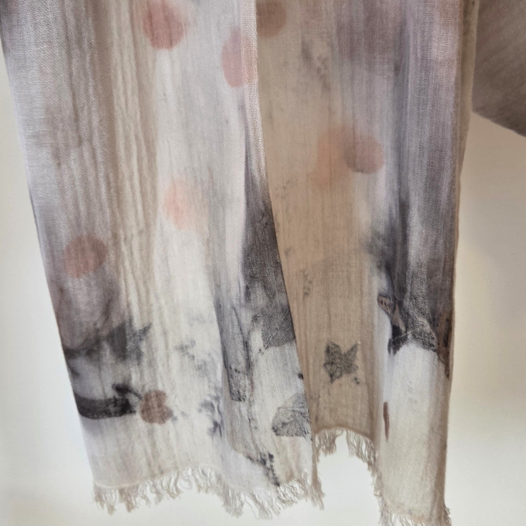 The Elise - Cotton & Linen Blend Ecoprint Scarf/Wrap