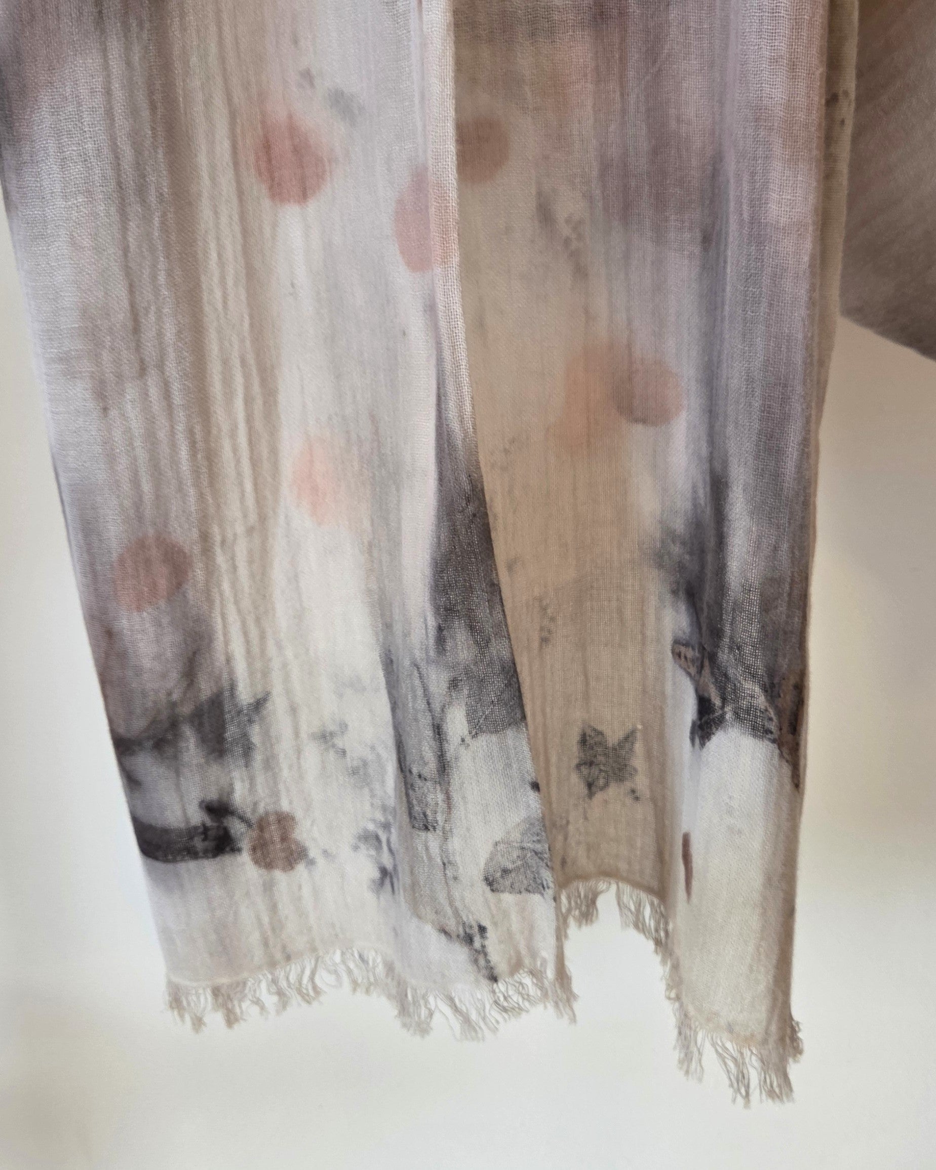 The Elise - Cotton & Linen Blend Ecoprint Scarf/Wrap