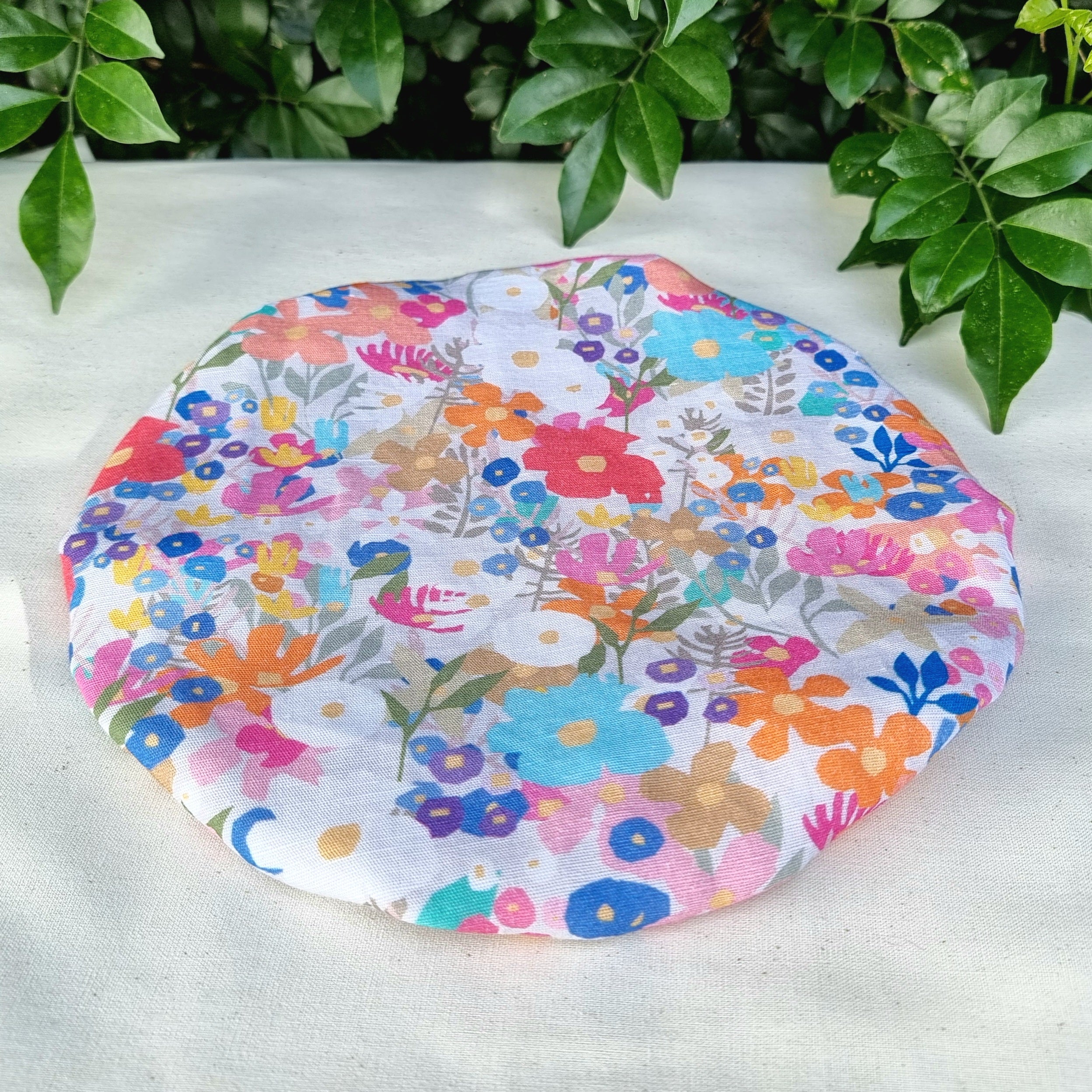 Reusable Linen & Cotton Bowl Cover - Pastel Flowers