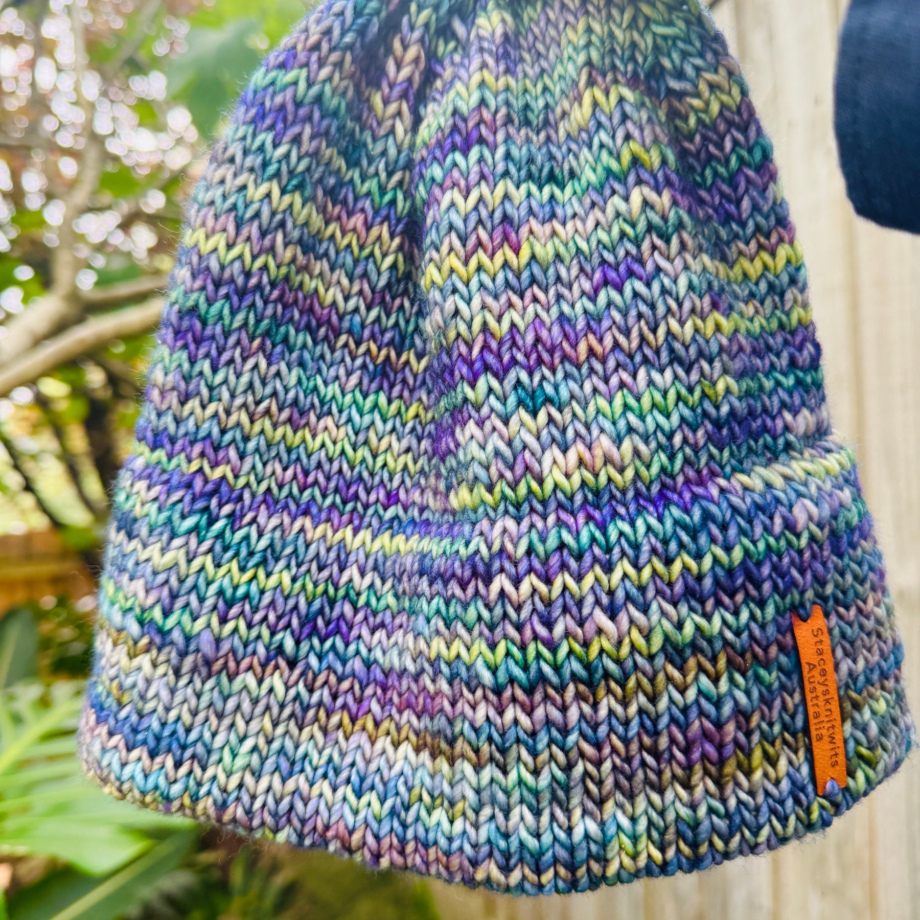 Hand-Knitted Merino Wool Beanie – Double Brim Extra Warm Unisex Winter Hat Blue Green