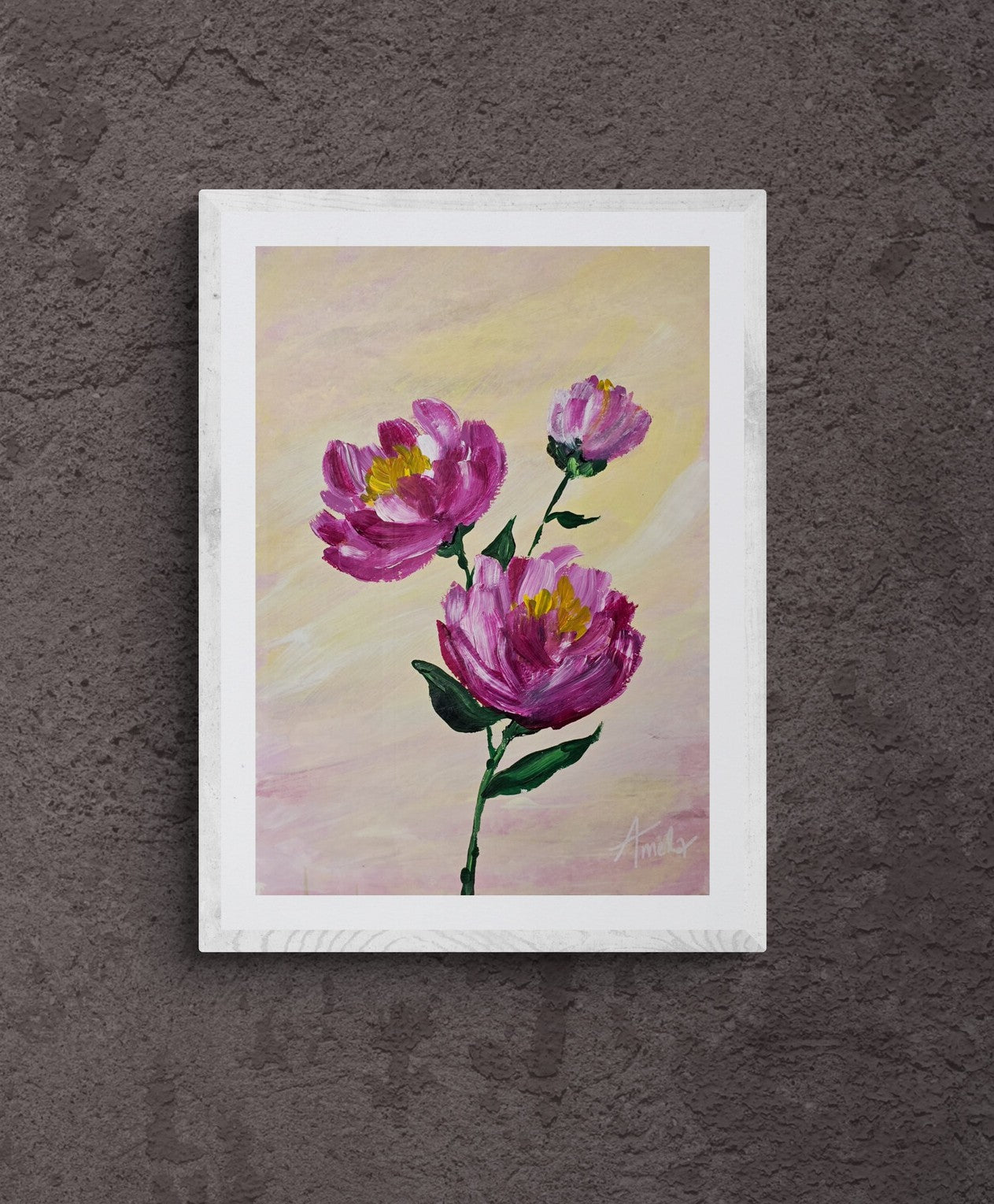 November Birthday - 'Peony' Original Artwork on Watercolour Paper 21 x 29.7cm