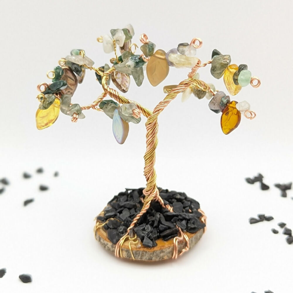 Gemstone tree ~ inner growth ~ agate & black tourmaline gemstones
