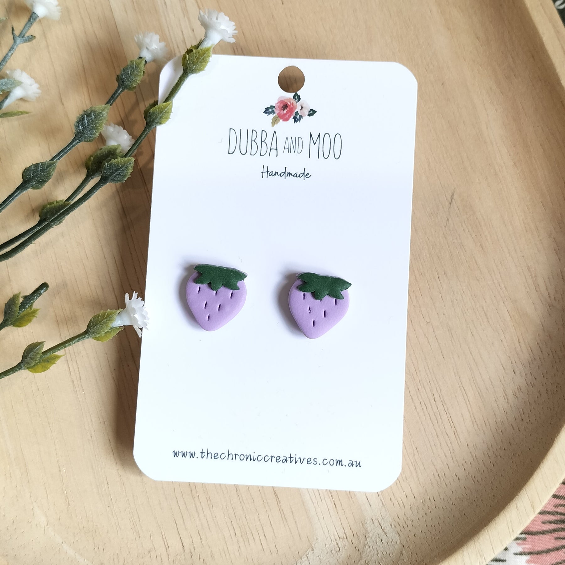 Strawberry Polymer Clay Stud Earrings - Assorted Colours