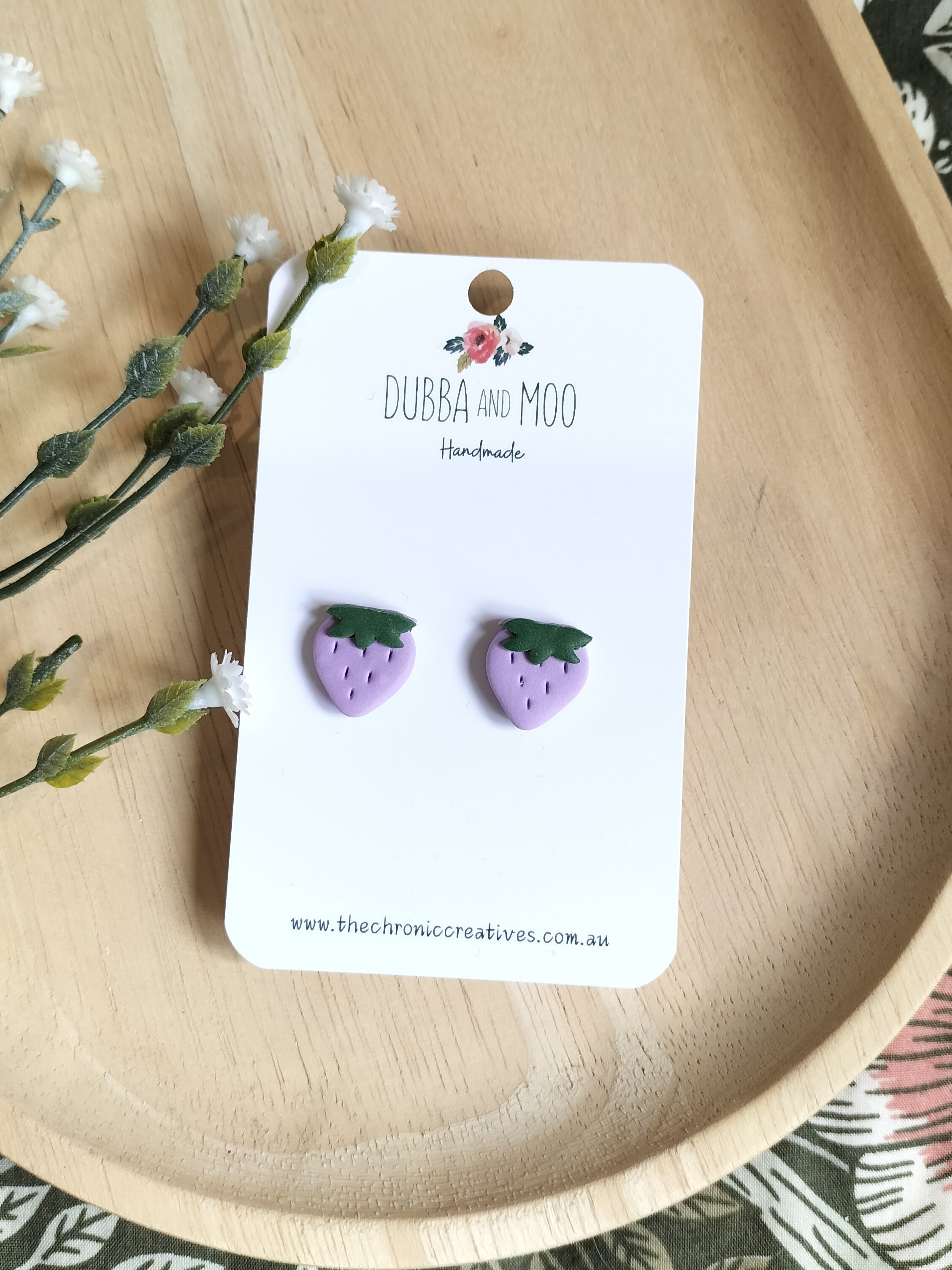 Strawberry Polymer Clay Stud Earrings - Assorted Colours