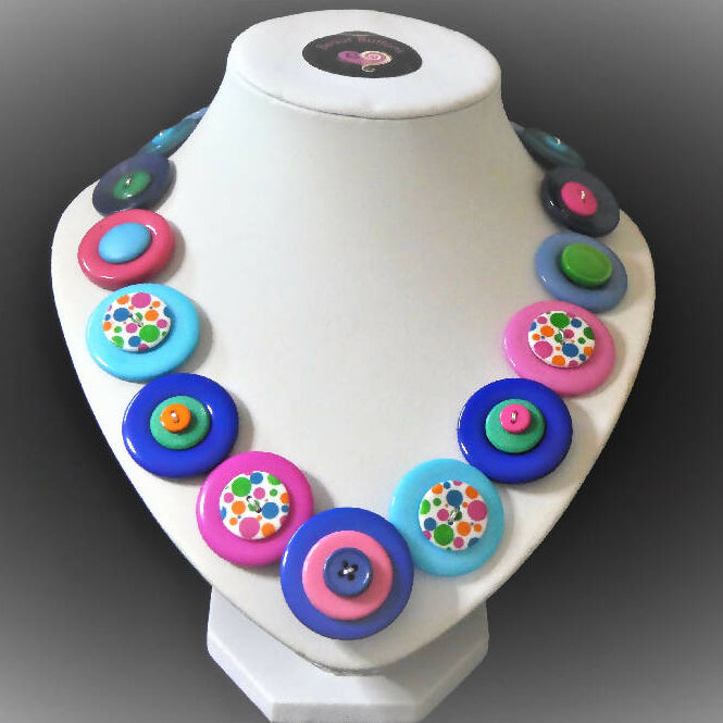Colourful button necklace - Bubblegum