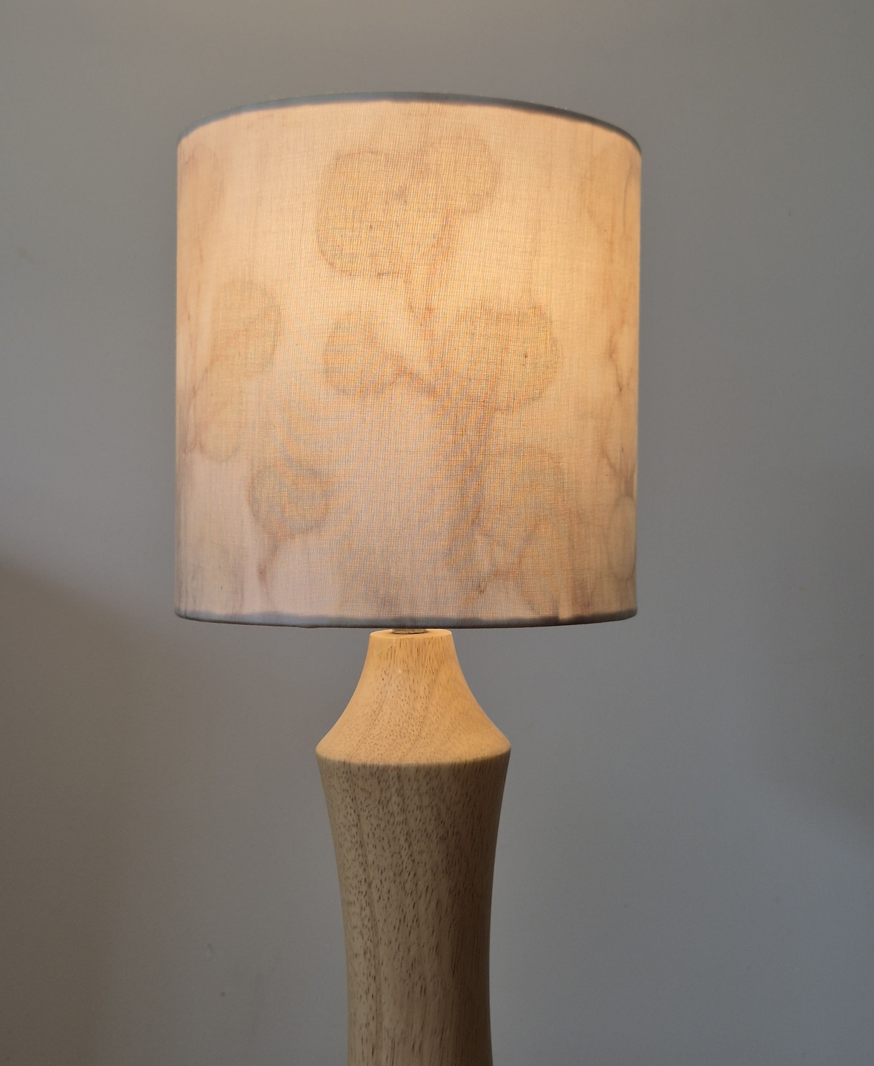 One of a kind lampshade ecoprinted on silk cotton