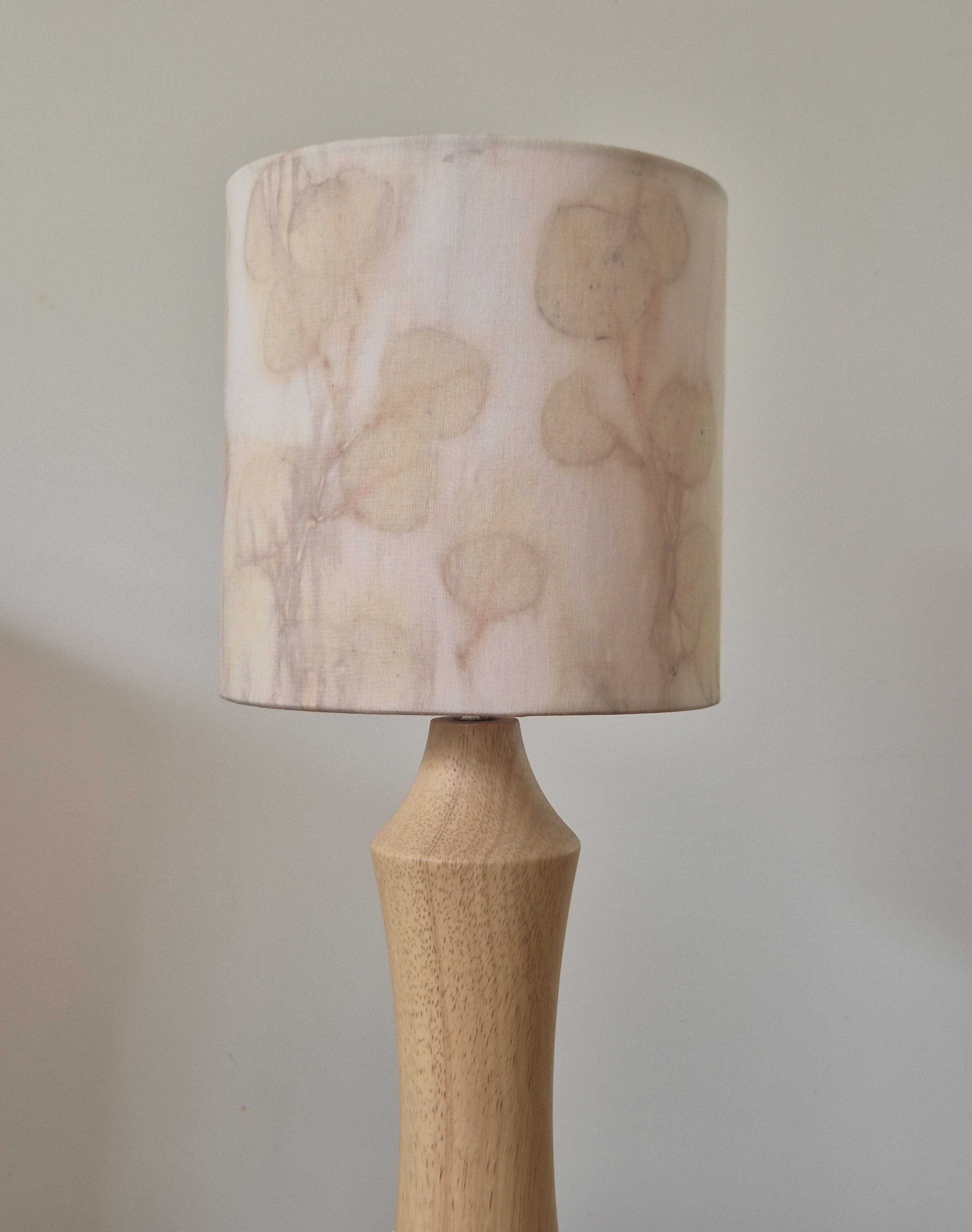 One of a kind lampshade ecoprinted on silk cotton