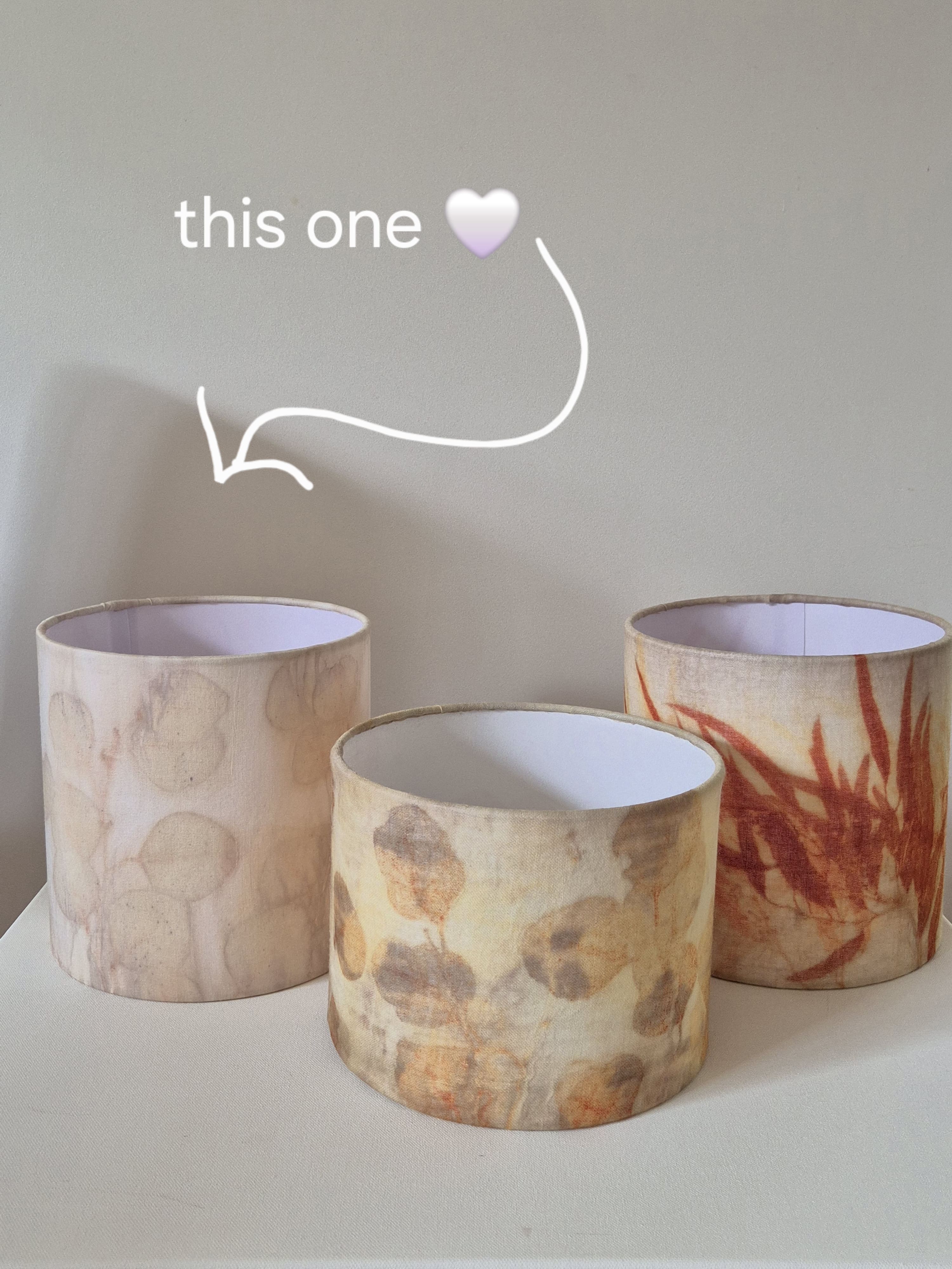 One of a kind lampshade ecoprinted on silk cotton